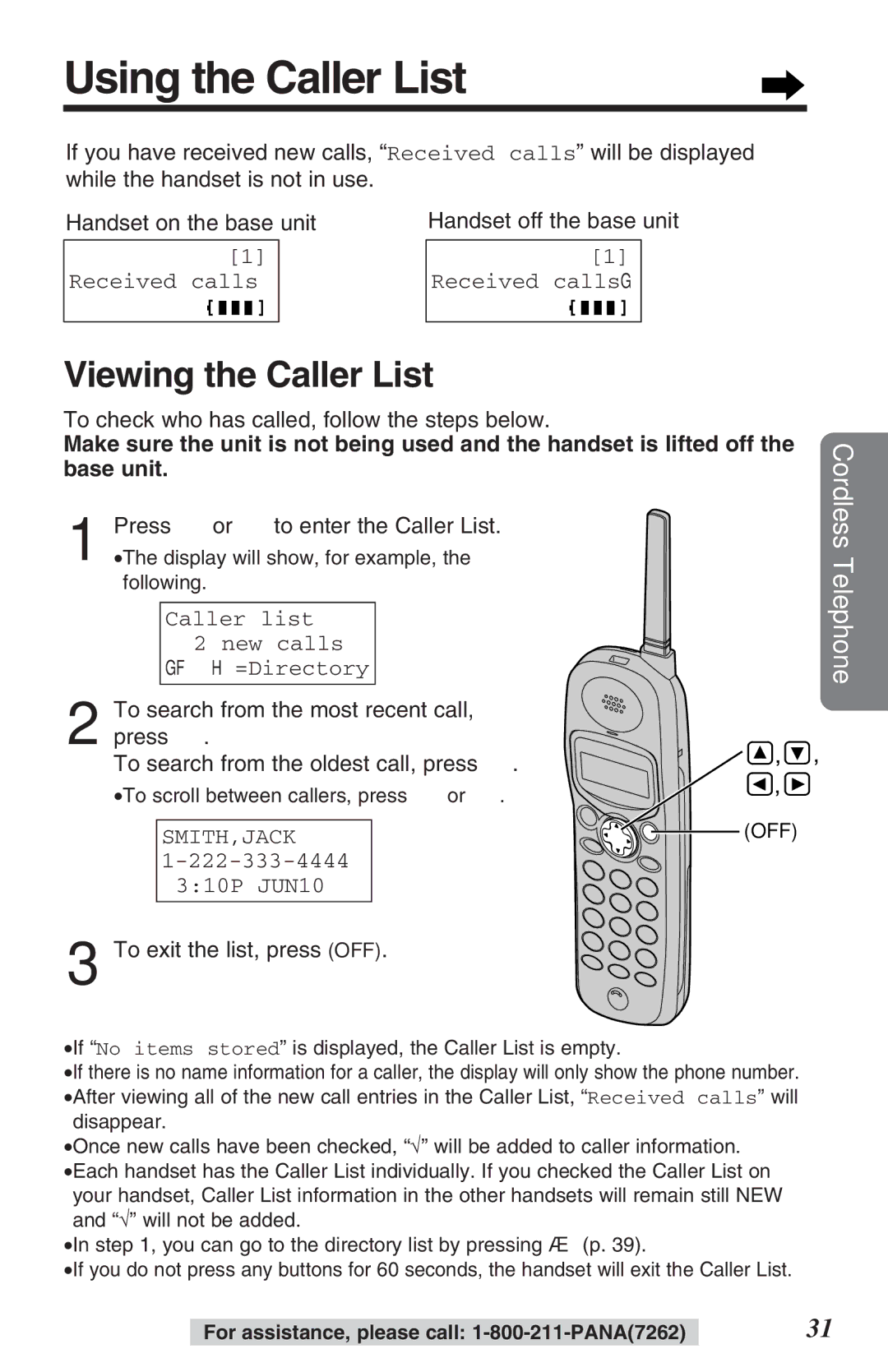 Panasonic KX-TG2382B operating instructions Using the Caller List, Viewing the Caller List 