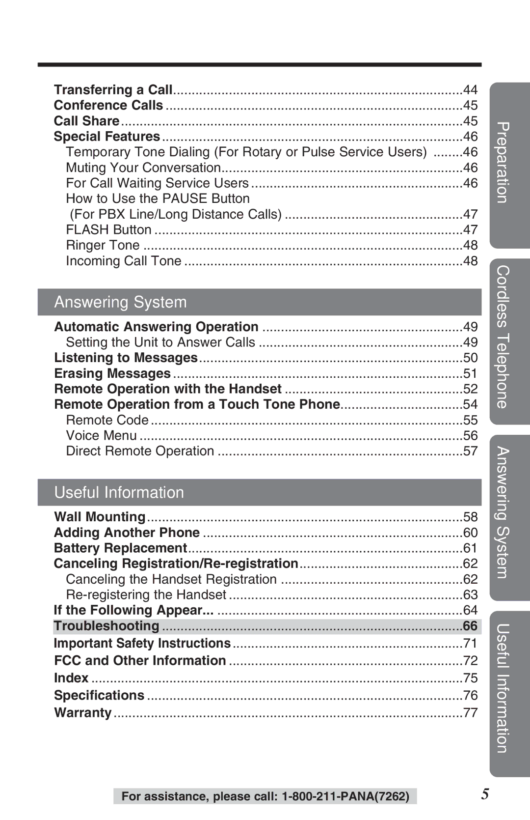 Panasonic KX-TG2382B Temporary Tone Dialing For Rotary or Pulse Service Users, Canceling the Handset Registration 