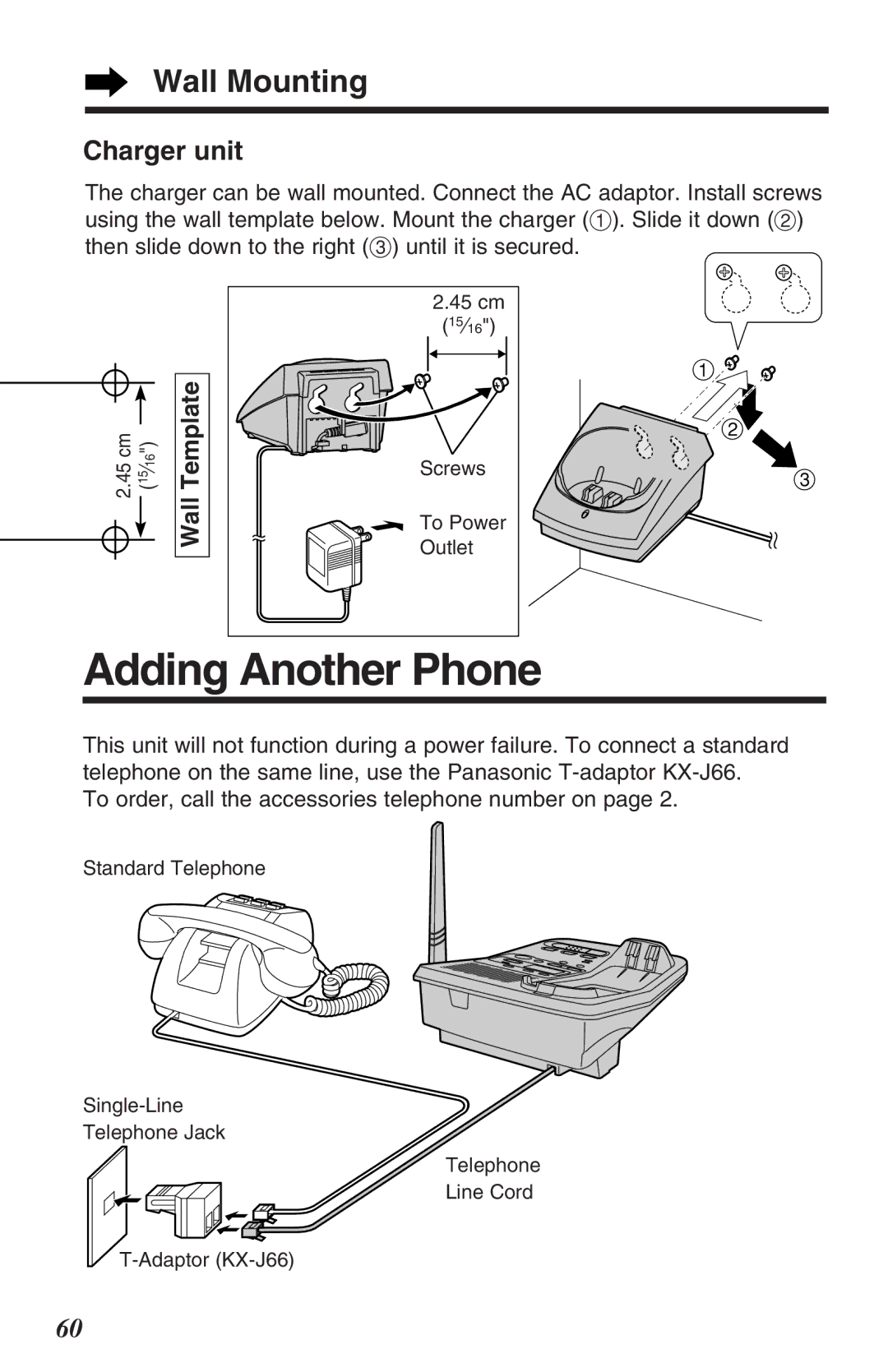 Panasonic KX-TG2382B operating instructions Adding Another Phone, Wall Mounting 