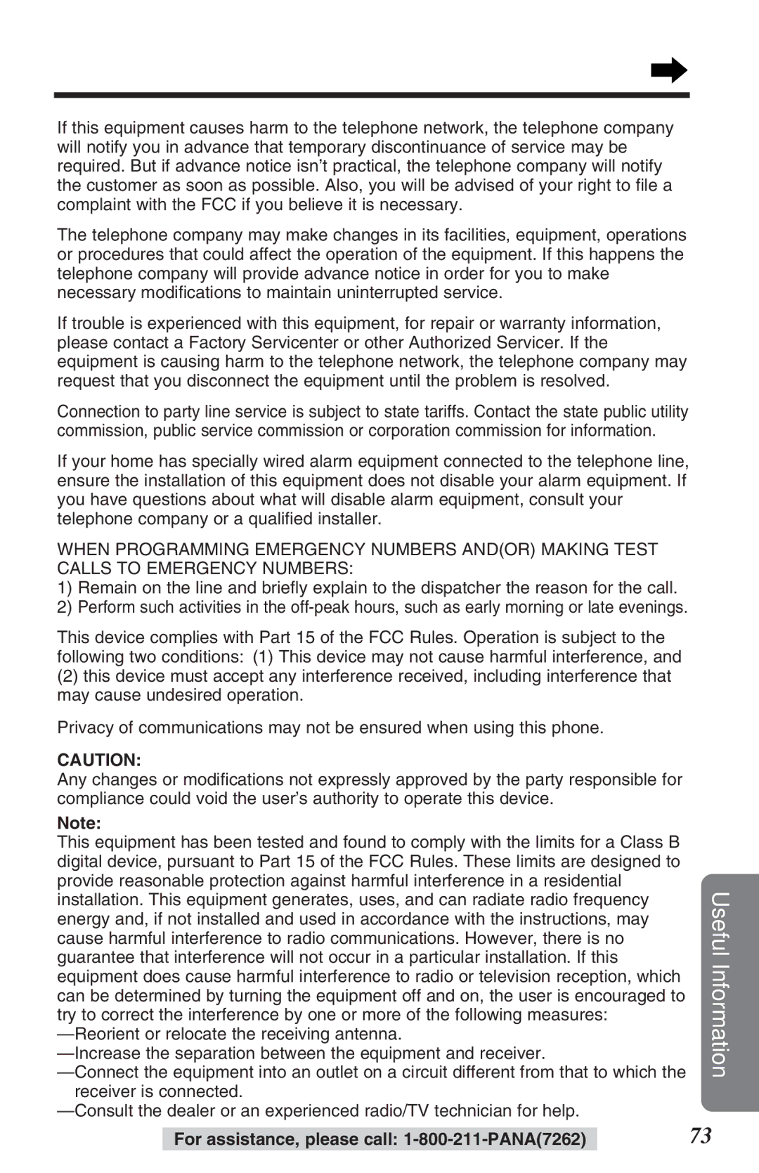 Panasonic KX-TG2382B operating instructions Useful Information 