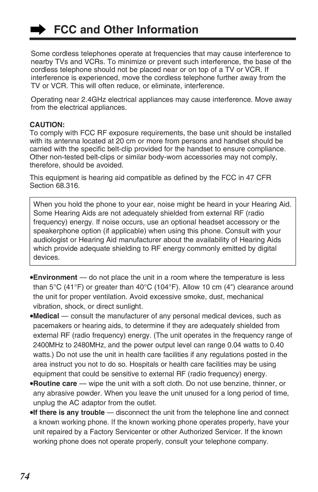 Panasonic KX-TG2382B operating instructions FCC and Other Information 