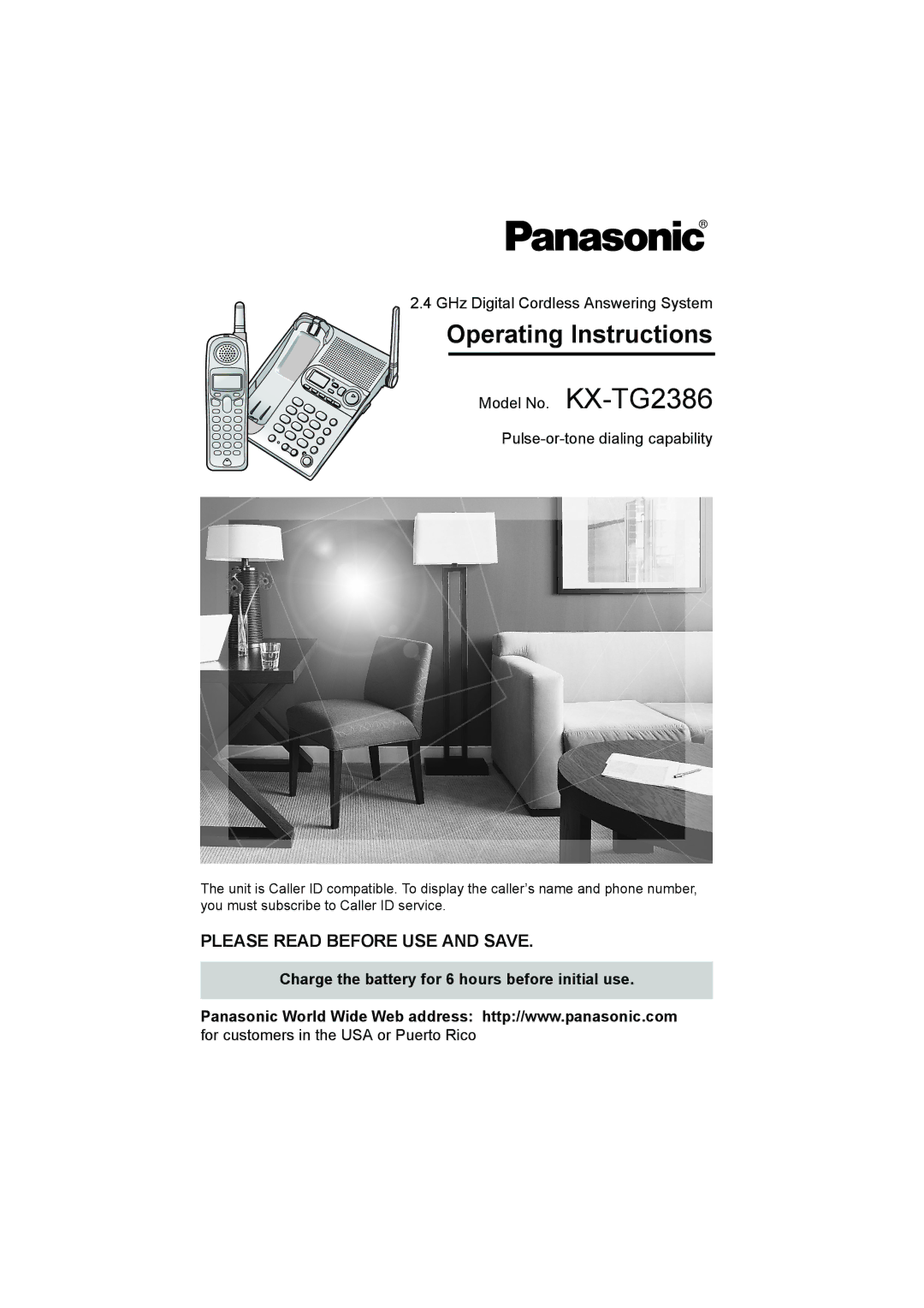 Panasonic KX-TG2386 operating instructions GHz Digital Cordless Answering System 