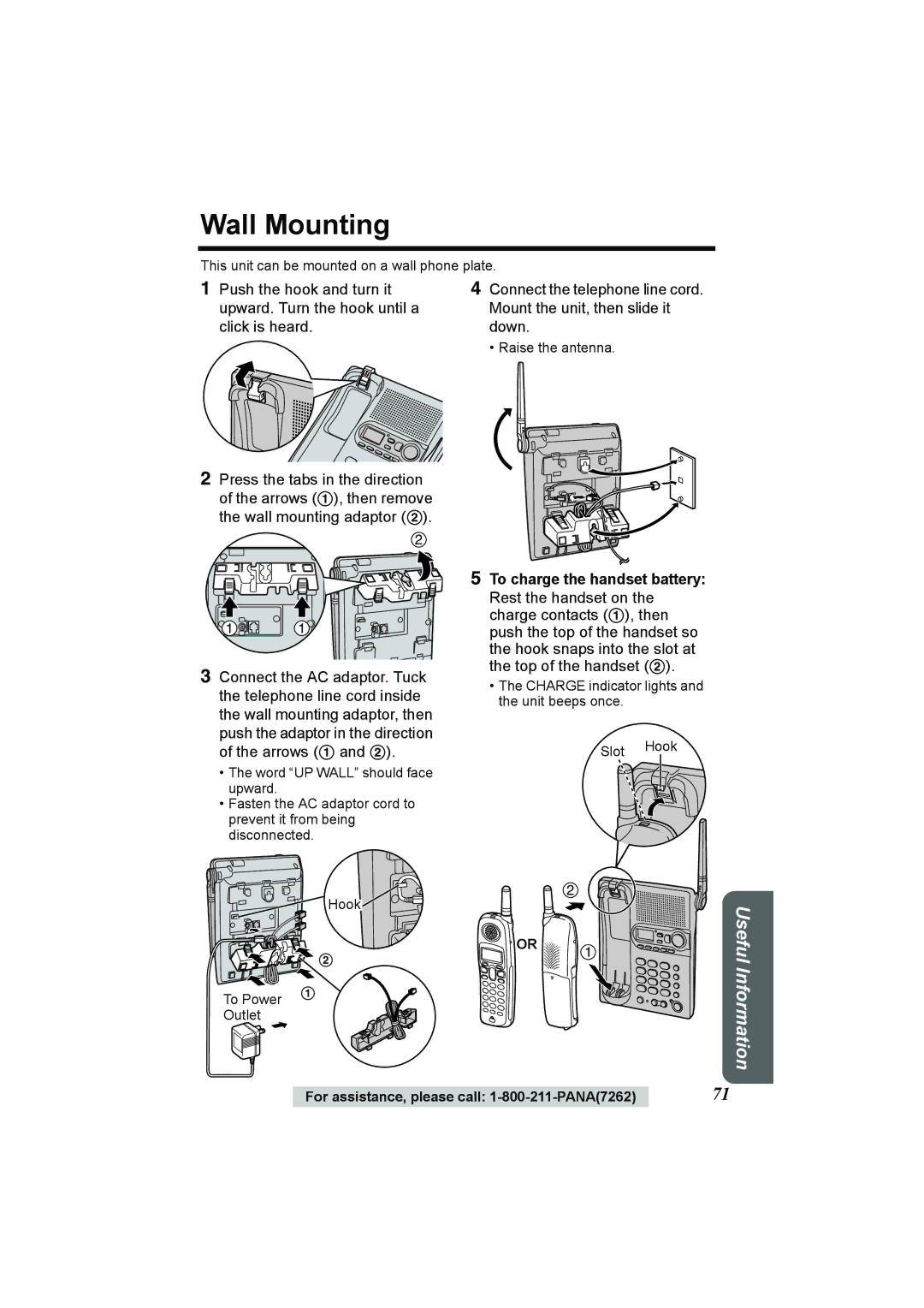 Panasonic KX-TG2386 operating instructions Wall Mounting 