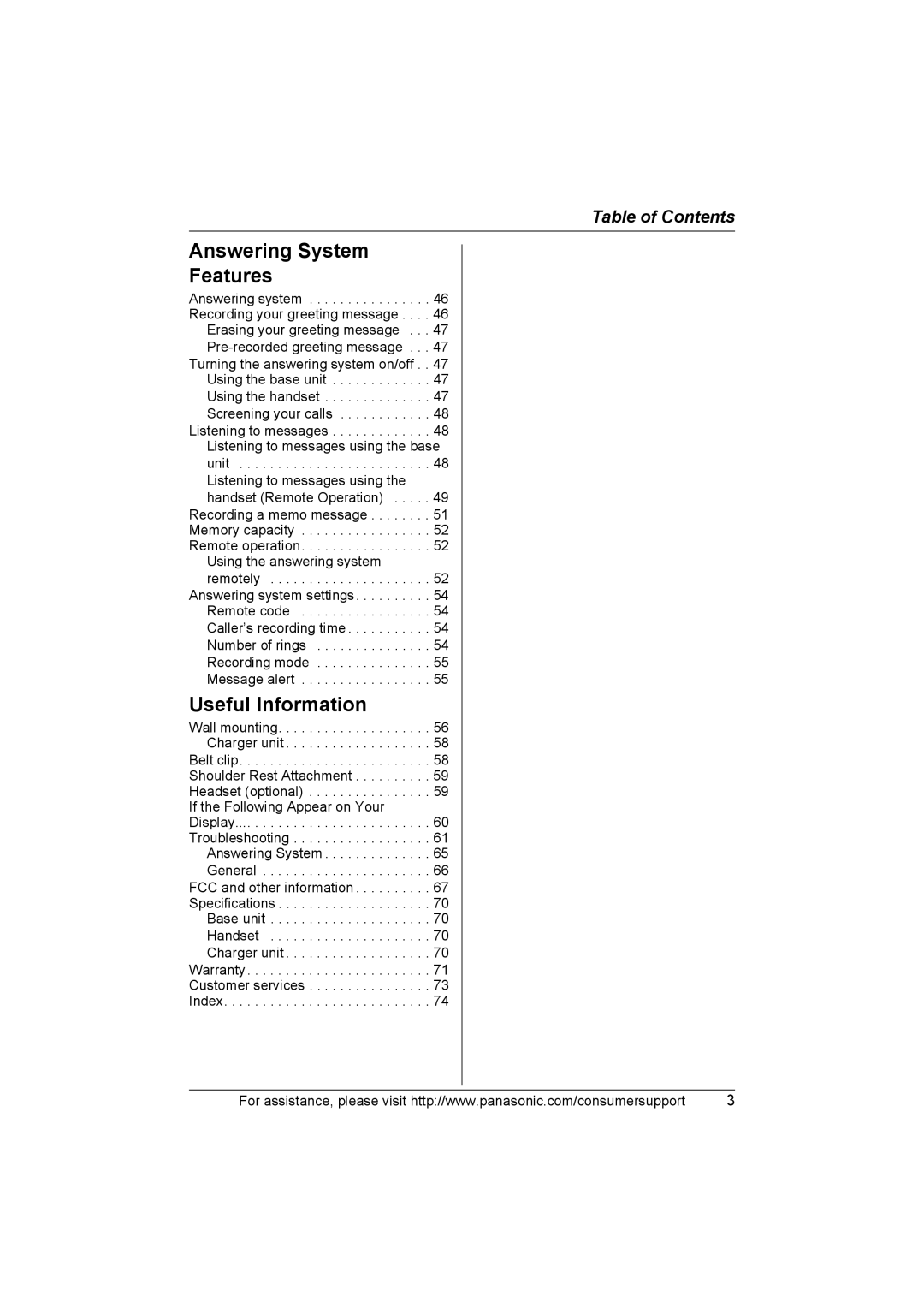 Panasonic KX-TG2388 operating instructions Answering System Features 