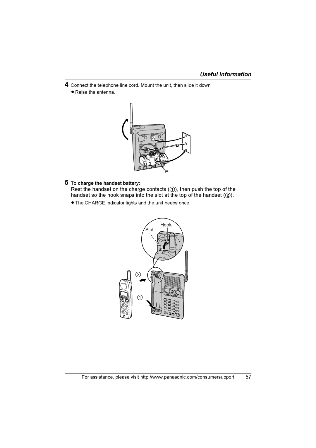 Panasonic KX-TG2388 operating instructions To charge the handset battery 