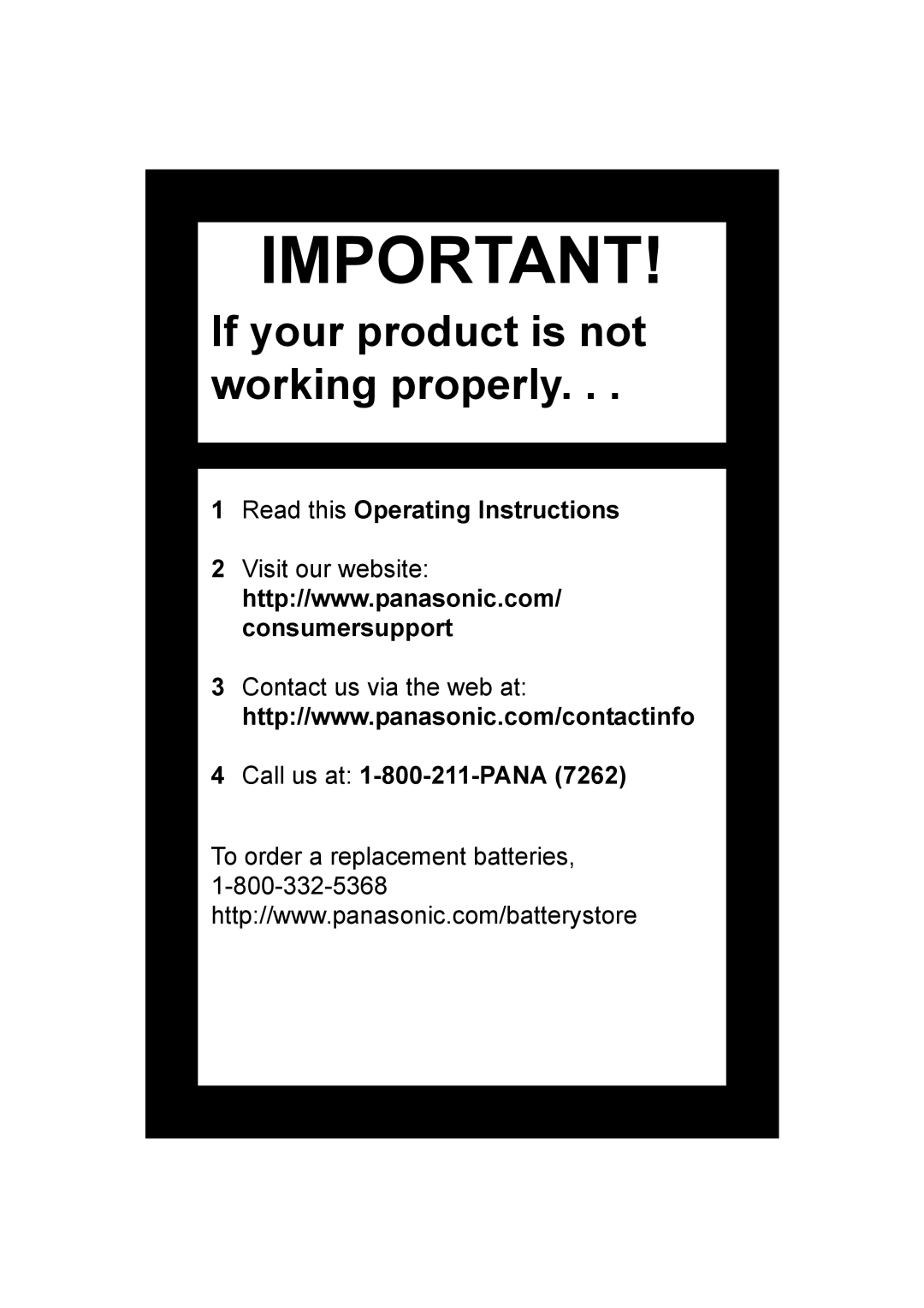 Panasonic KX-TG2420 operating instructions If your product is not working properly 