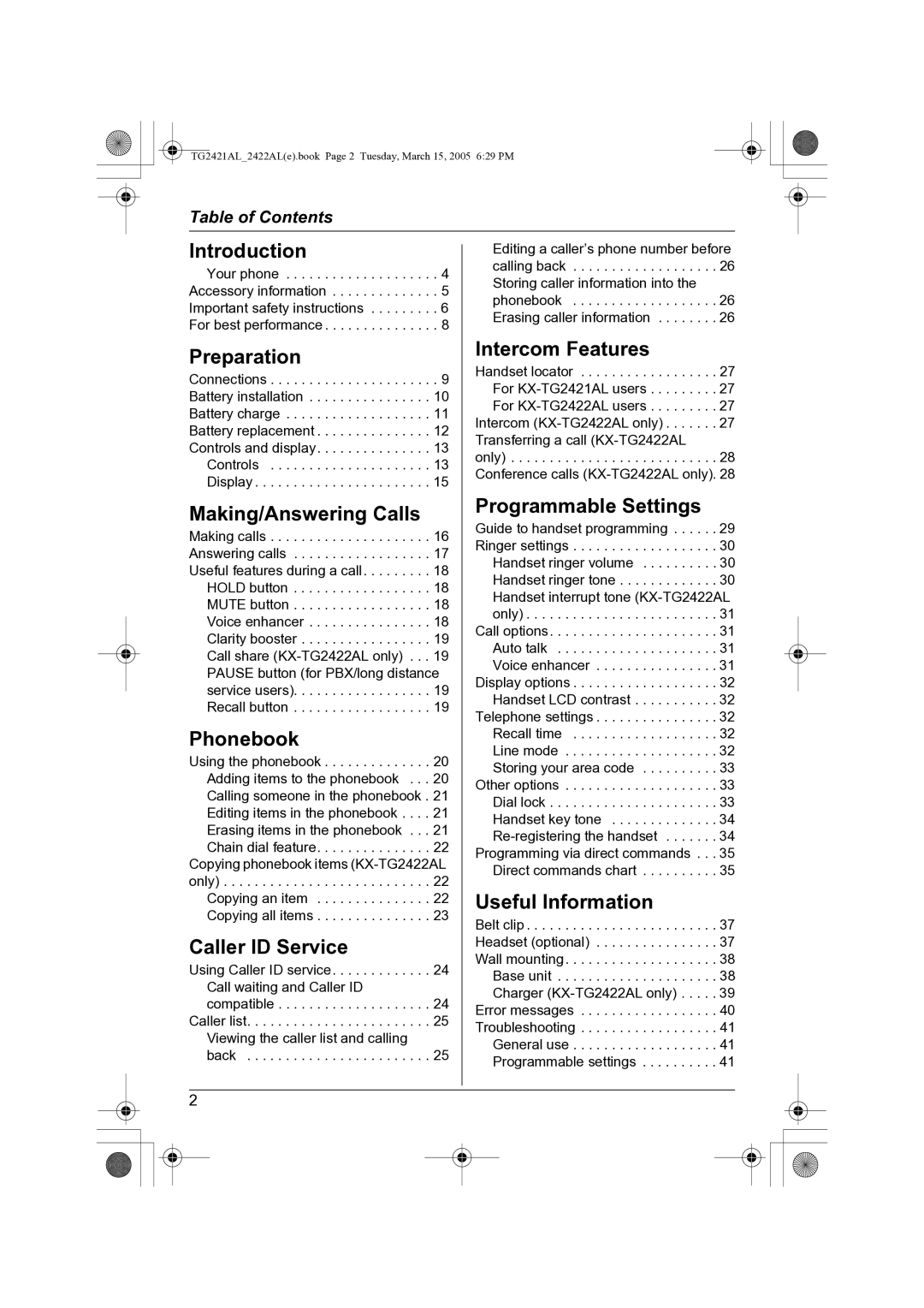 Panasonic KX-TG2421AL operating instructions Introduction 