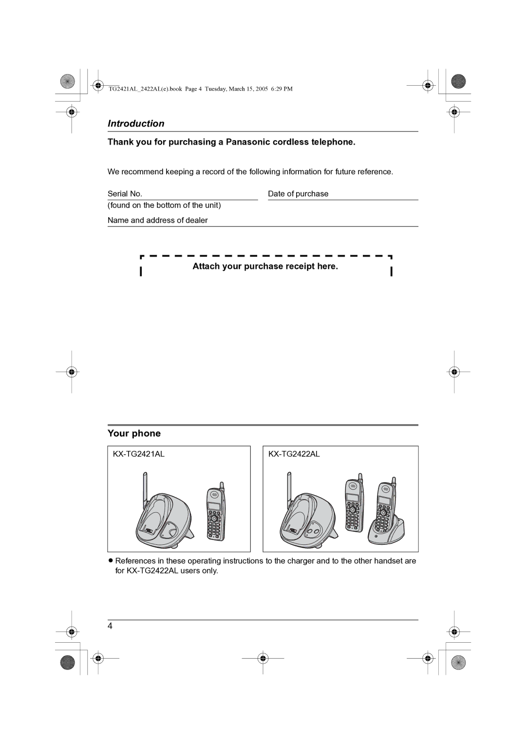 Panasonic KX-TG2421AL operating instructions Introduction, Your phone 