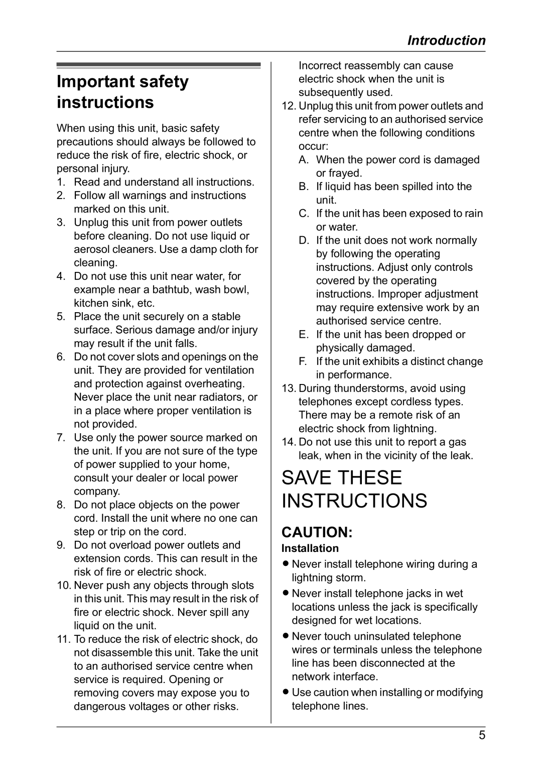 Panasonic KX-TG2421NZ operating instructions Important safety instructions, Installation 