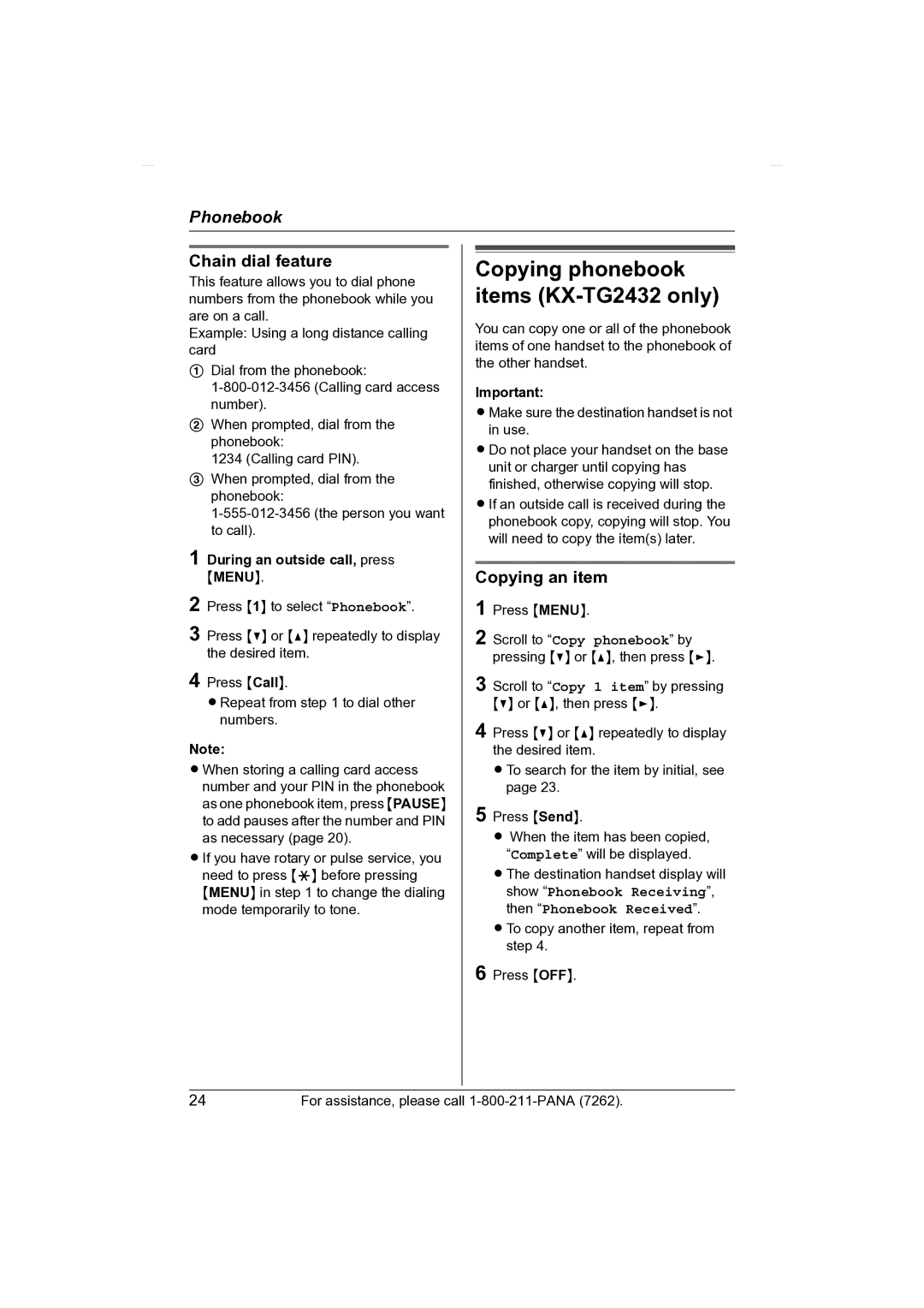 Panasonic KX-TG2431 operating instructions Chain dial feature, During an outside call, press Menu 