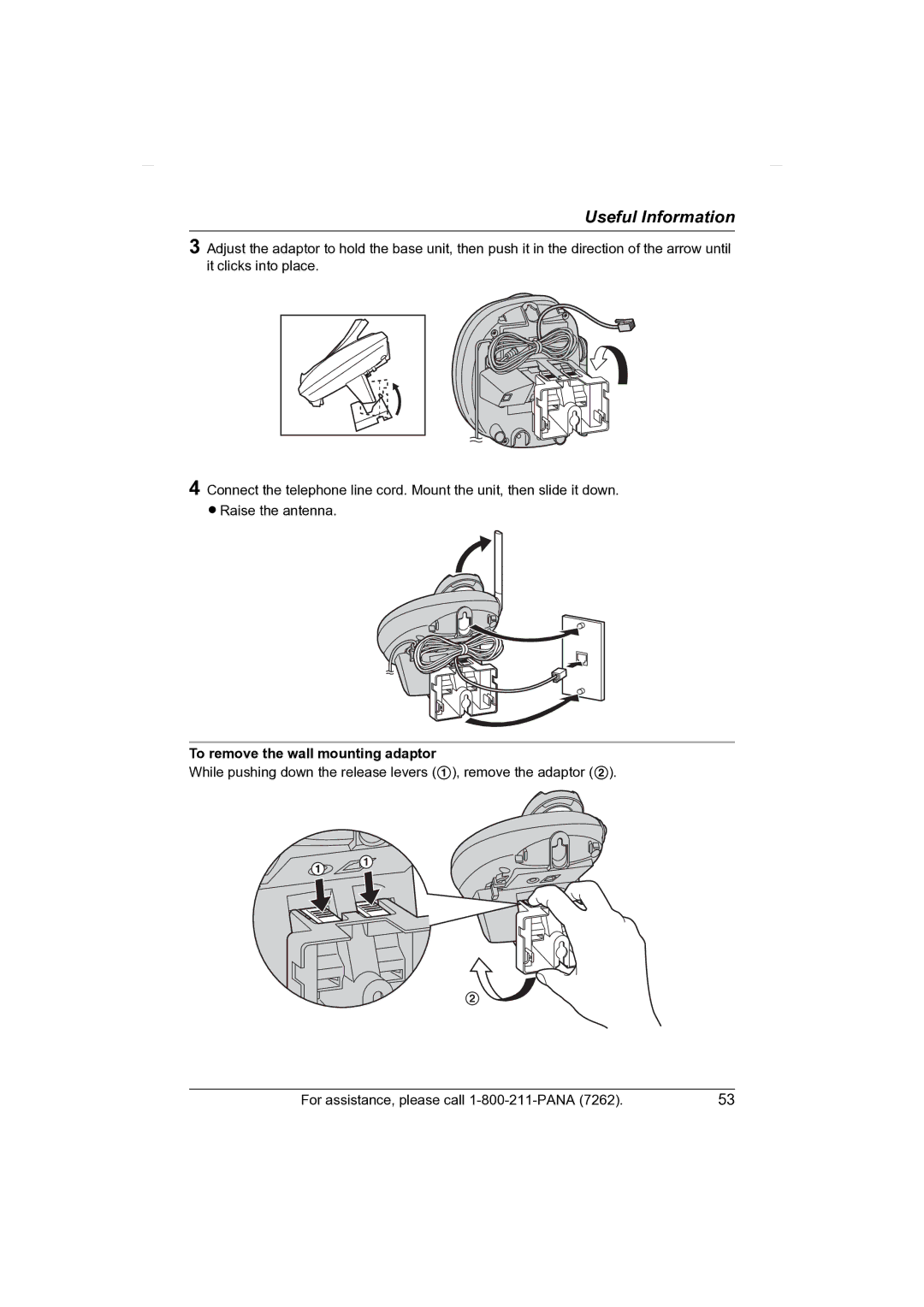 Panasonic KX-TG2431 operating instructions To remove the wall mounting adaptor 