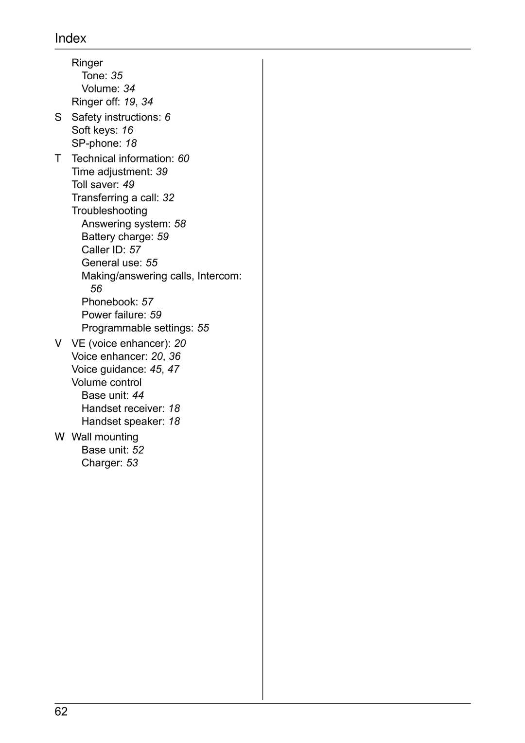 Panasonic KX-TG2431NZ, KX-TG2432NZ operating instructions Index 