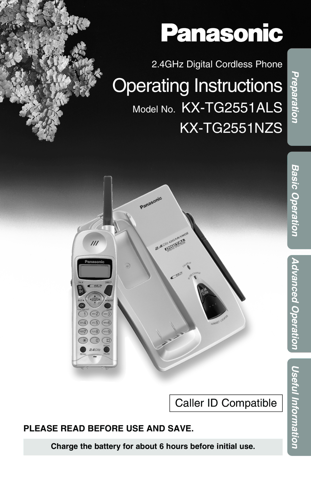 Panasonic KX-TG2551ALS, KX-TG2551NZS operating instructions Operating Instructions 