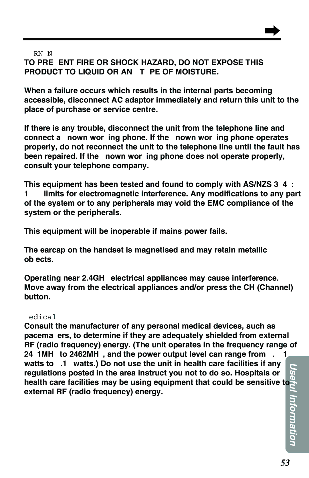 Panasonic KX-TG2551ALS, KX-TG2551NZS operating instructions Medical 