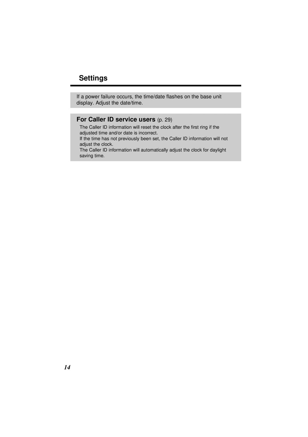 Panasonic KX-TG2564S operating instructions For Caller ID service users p 