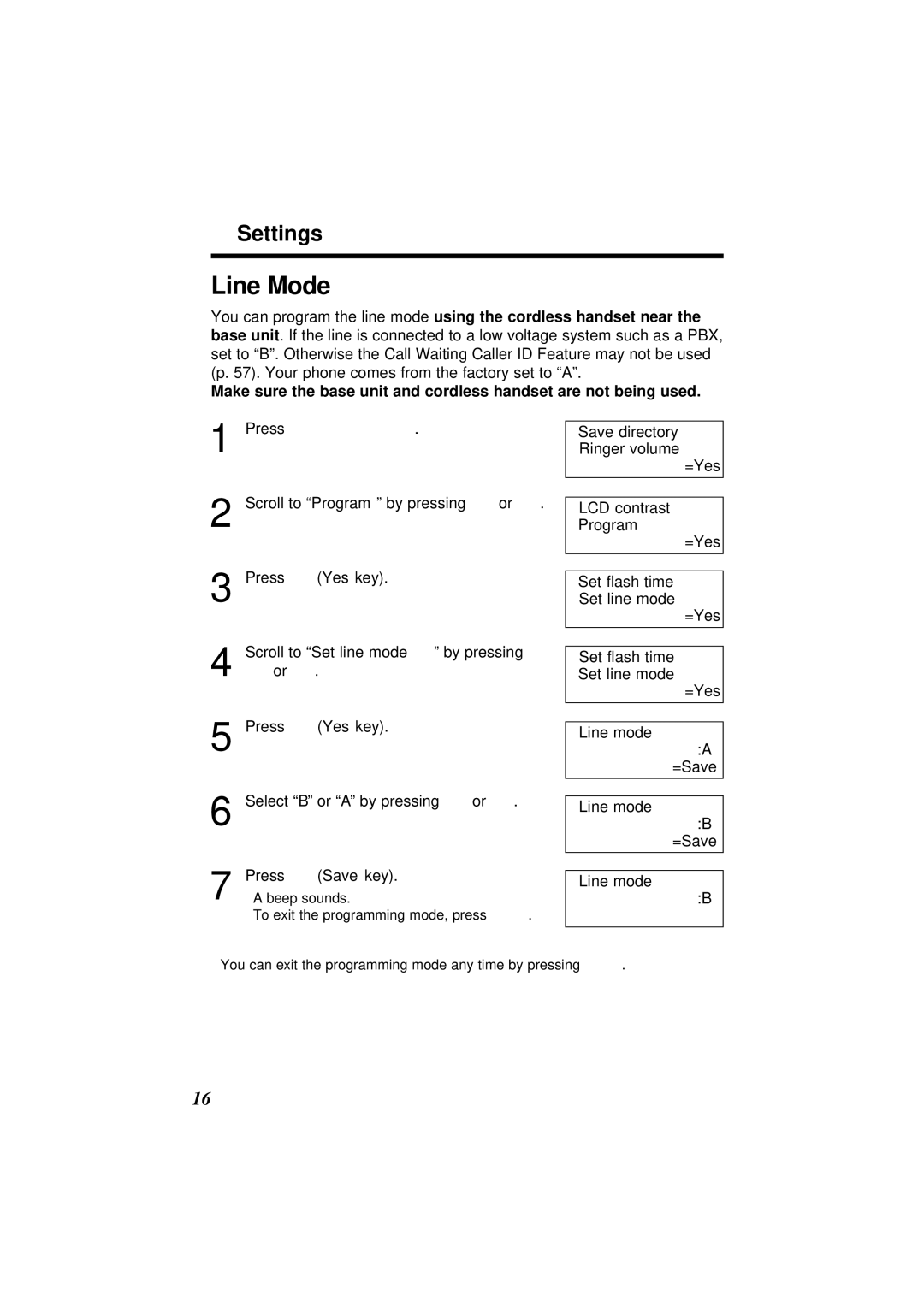 Panasonic KX-TG2564S operating instructions Line Mode Cordless\Handset 