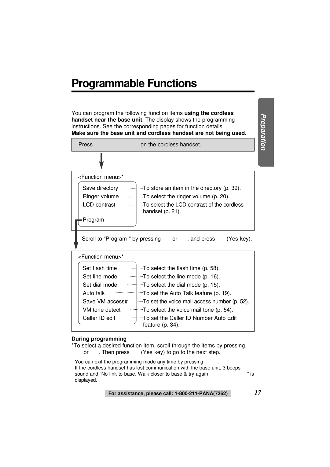 Panasonic KX-TG2564S operating instructions Programmable Functions, Cordless\Handset, During programming 