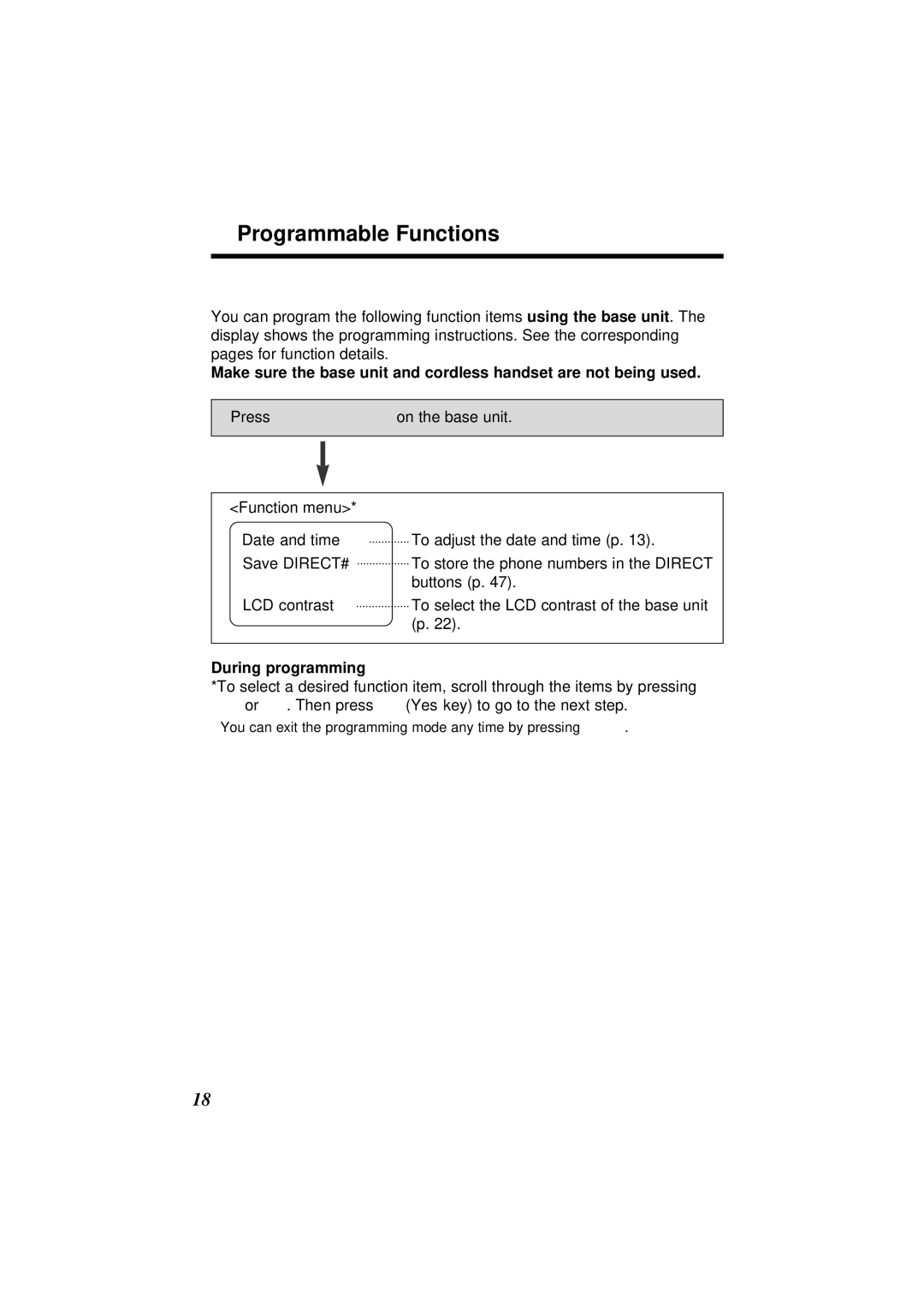 Panasonic KX-TG2564S operating instructions Programmable Functions, Base\Unit 