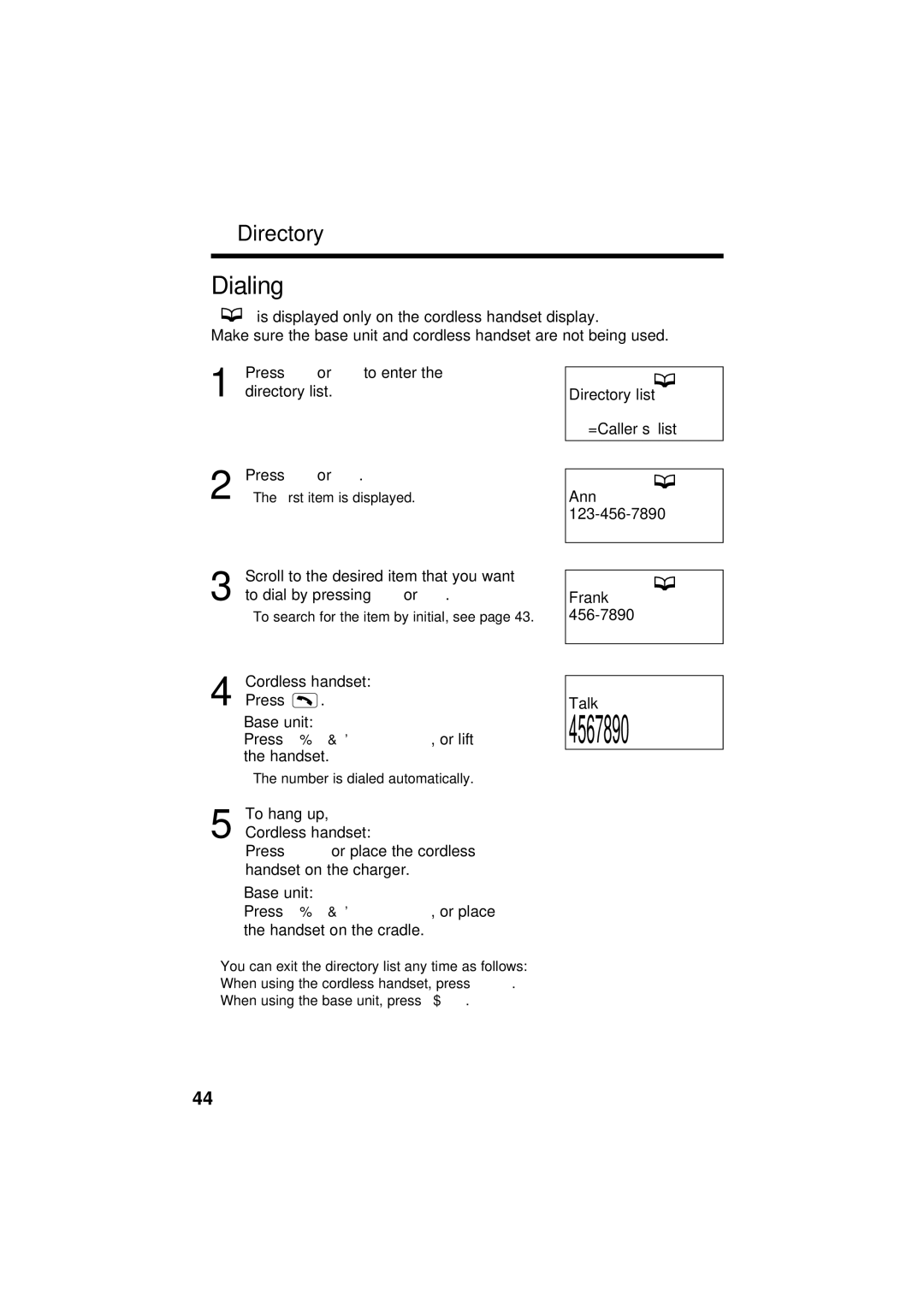 Panasonic KX-TG2564S operating instructions Dialing Cordless\Handset Base\Unit, Cordless handset, Base unit 