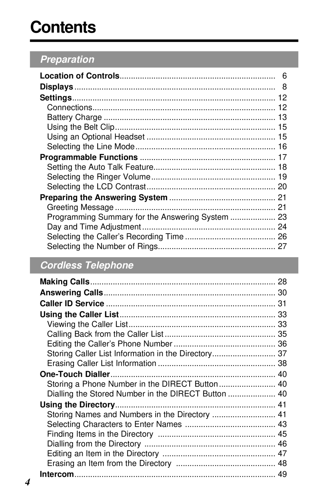 Panasonic KX-TG2581ALS, KX-TG2581NZS operating instructions Contents 