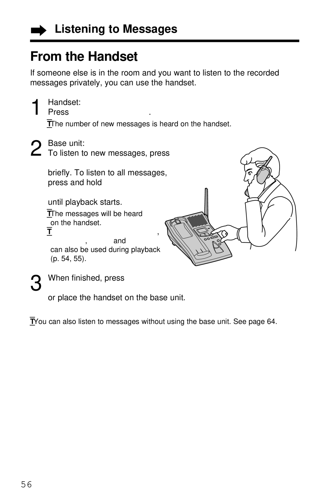 Panasonic KX-TG2581ALS, KX-TG2581NZS operating instructions From the Handset, Listening to Messages 