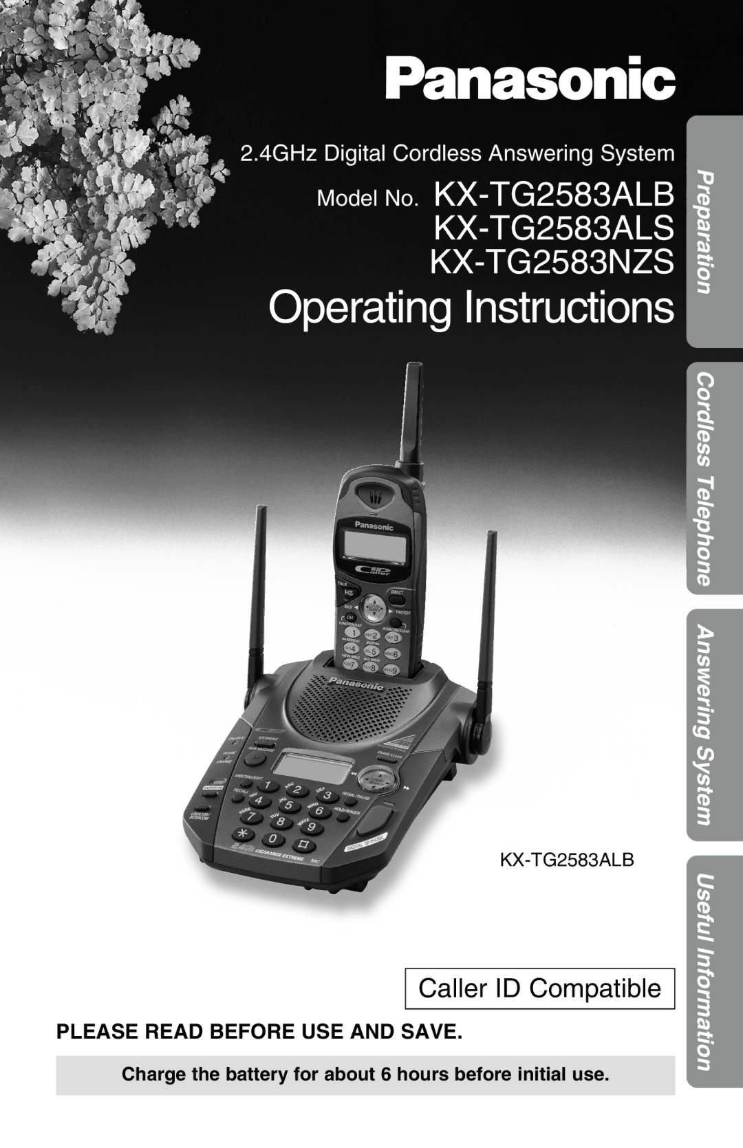 Panasonic KX-TG2583ALB, KX-TG2583ALS, KX-TG2583NZS operating instructions Operating Instructions 