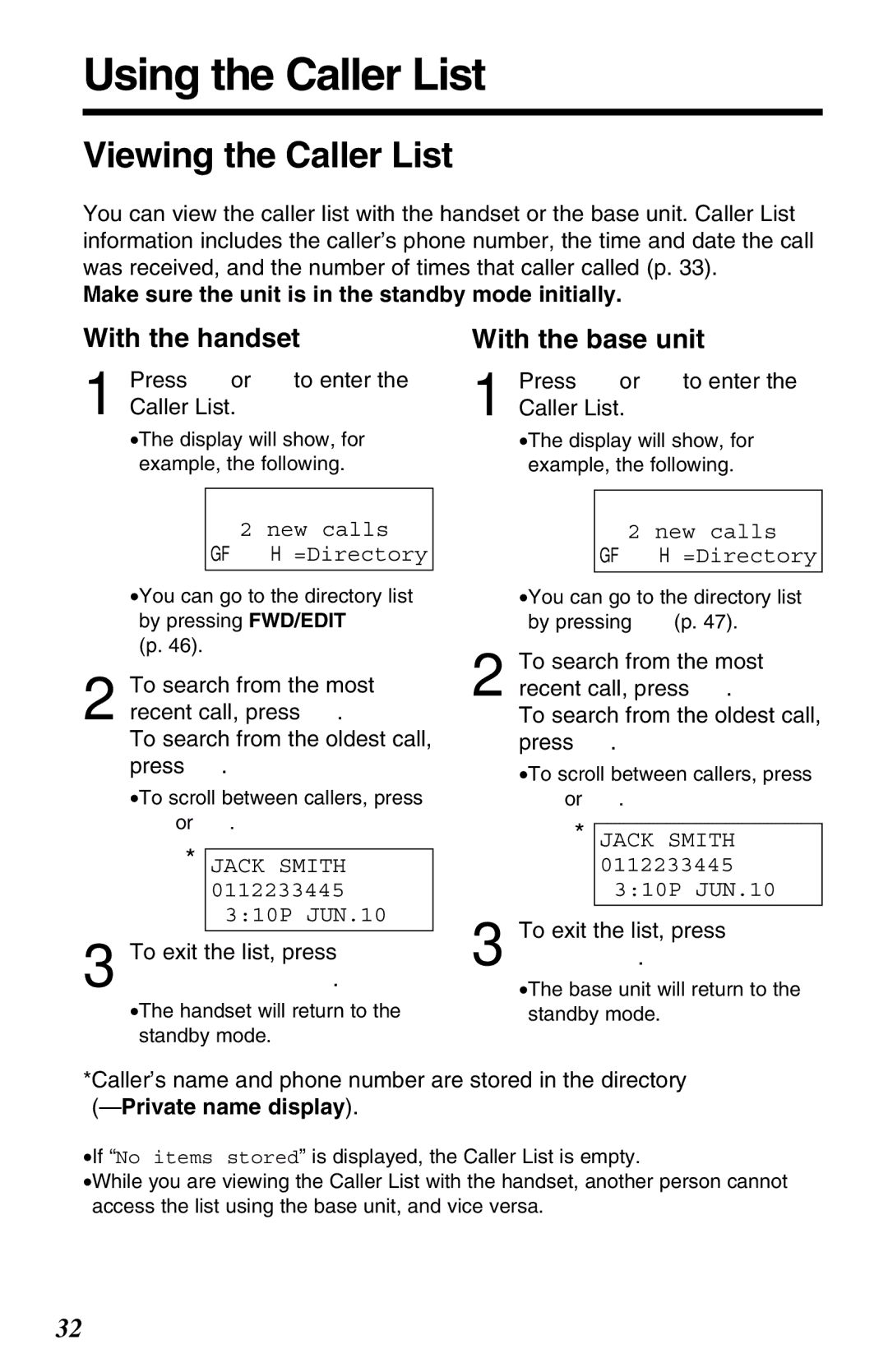 Panasonic KX-TG2583ALB, KX-TG2583ALS, KX-TG2583NZS operating instructions Using the Caller List, Viewing the Caller List 