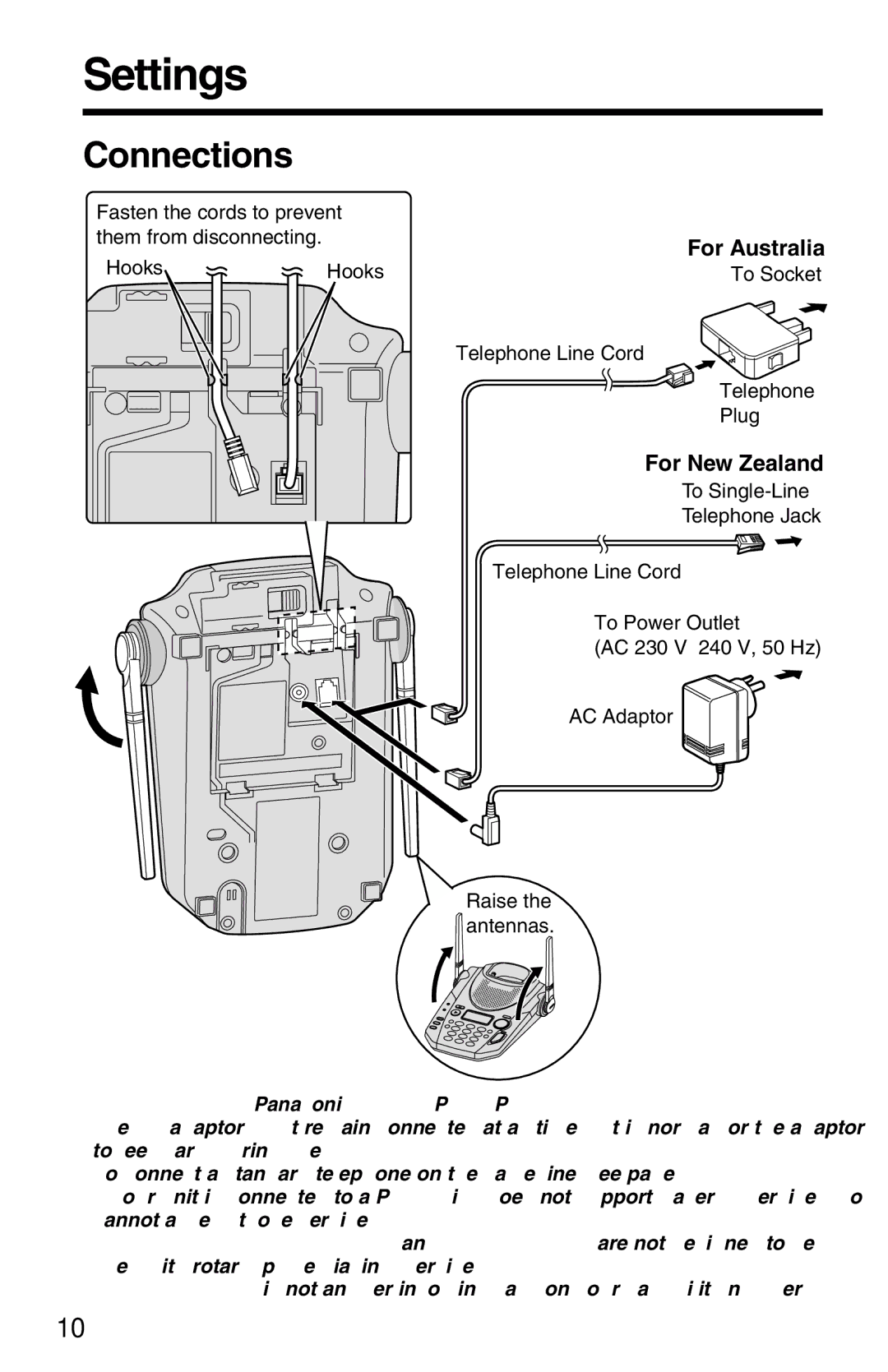 Panasonic KX-TG2583NZS, KX-TG2583ALS operating instructions Settings, Connections 