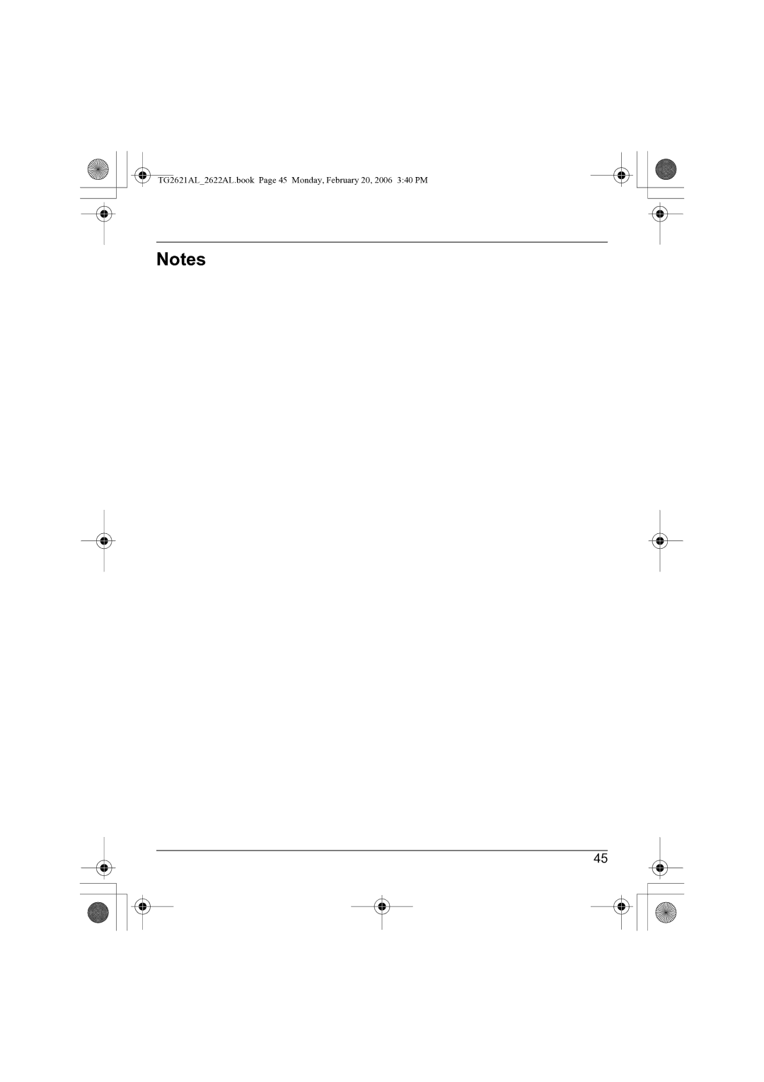 Panasonic KX-TG2621AL, KX-TG2622AL operating instructions TG2621AL2622AL.book Page 45 Monday, February 20, 2006 340 PM 