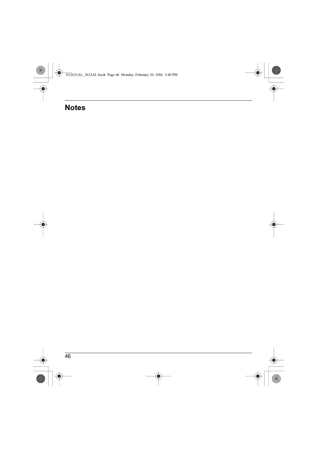 Panasonic KX-TG2622AL, KX-TG2621AL operating instructions TG2621AL2622AL.book Page 46 Monday, February 20, 2006 340 PM 