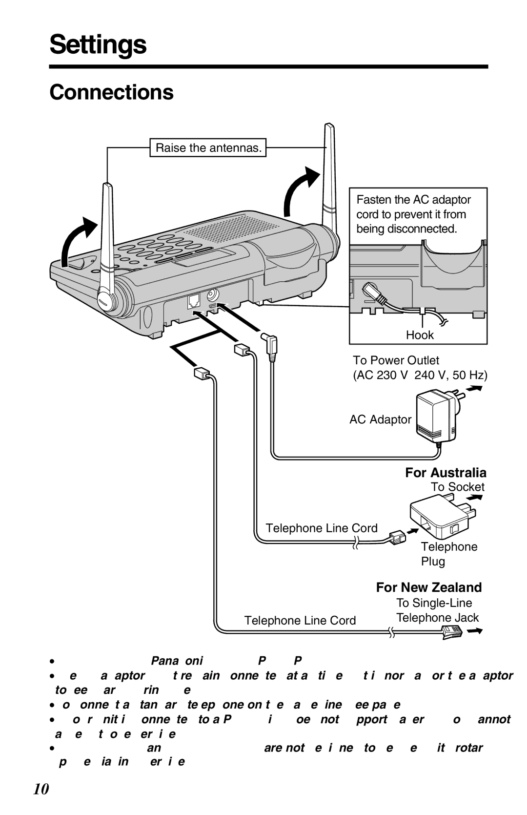 Panasonic KX-TG2650ALN, KX-TG2650NZN operating instructions Settings, Connections 