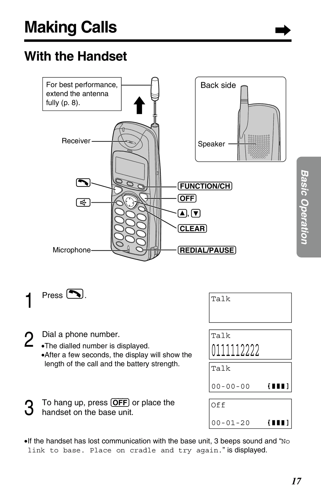 Panasonic KX-TG2650NZN, KX-TG2650ALN operating instructions Making Calls, With the Handset 