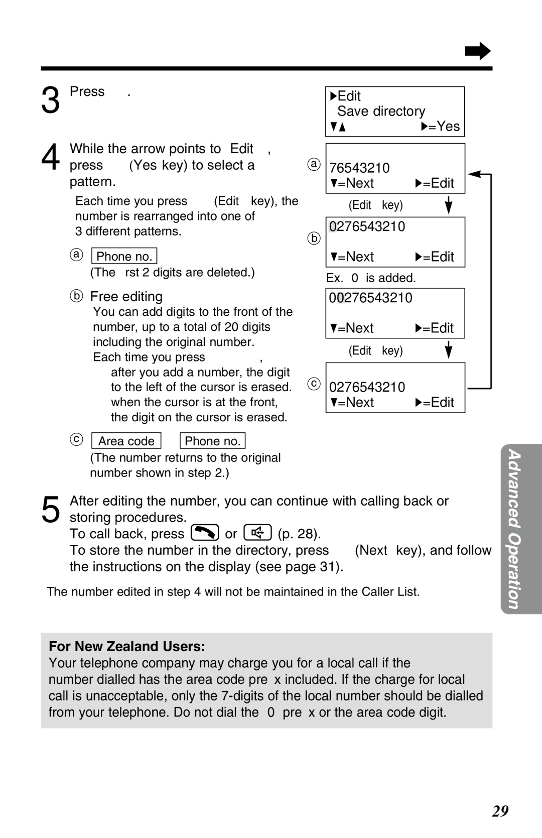 Panasonic KX-TG2650NZN, KX-TG2650ALN operating instructions Free editing 