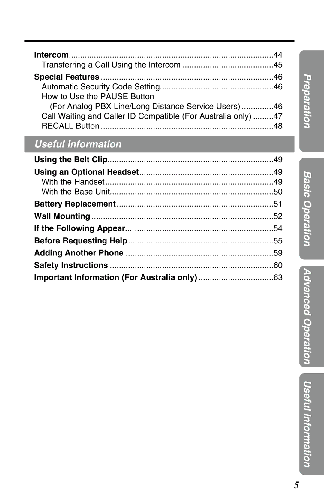 Panasonic KX-TG2650NZN, KX-TG2650ALN operating instructions Useful Information, Transferring a Call Using the Intercom 