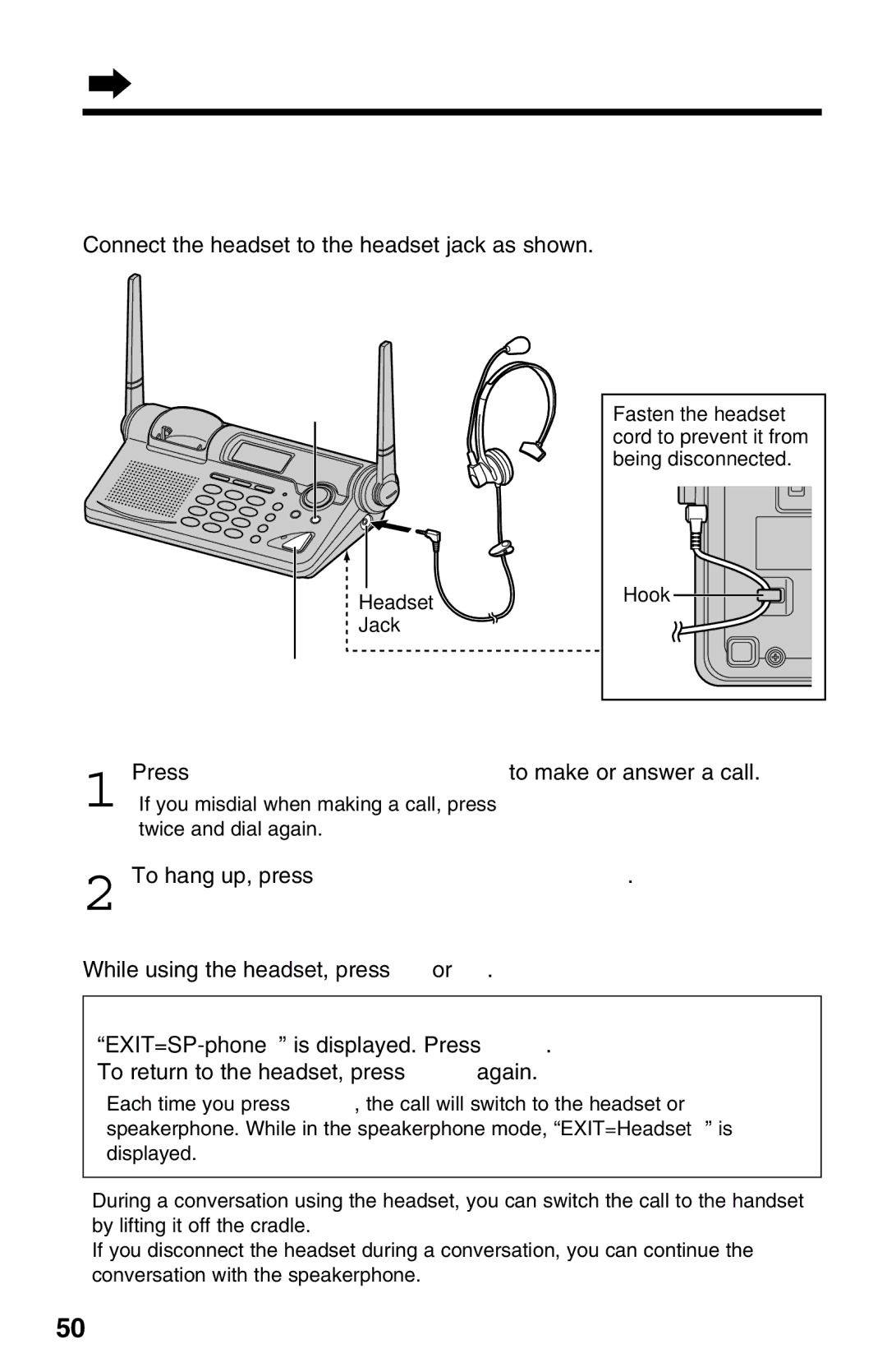 Panasonic KX-TG2650ALN, KX-TG2650NZN operating instructions Connecting the headset to the base unit, Making/Answering calls 