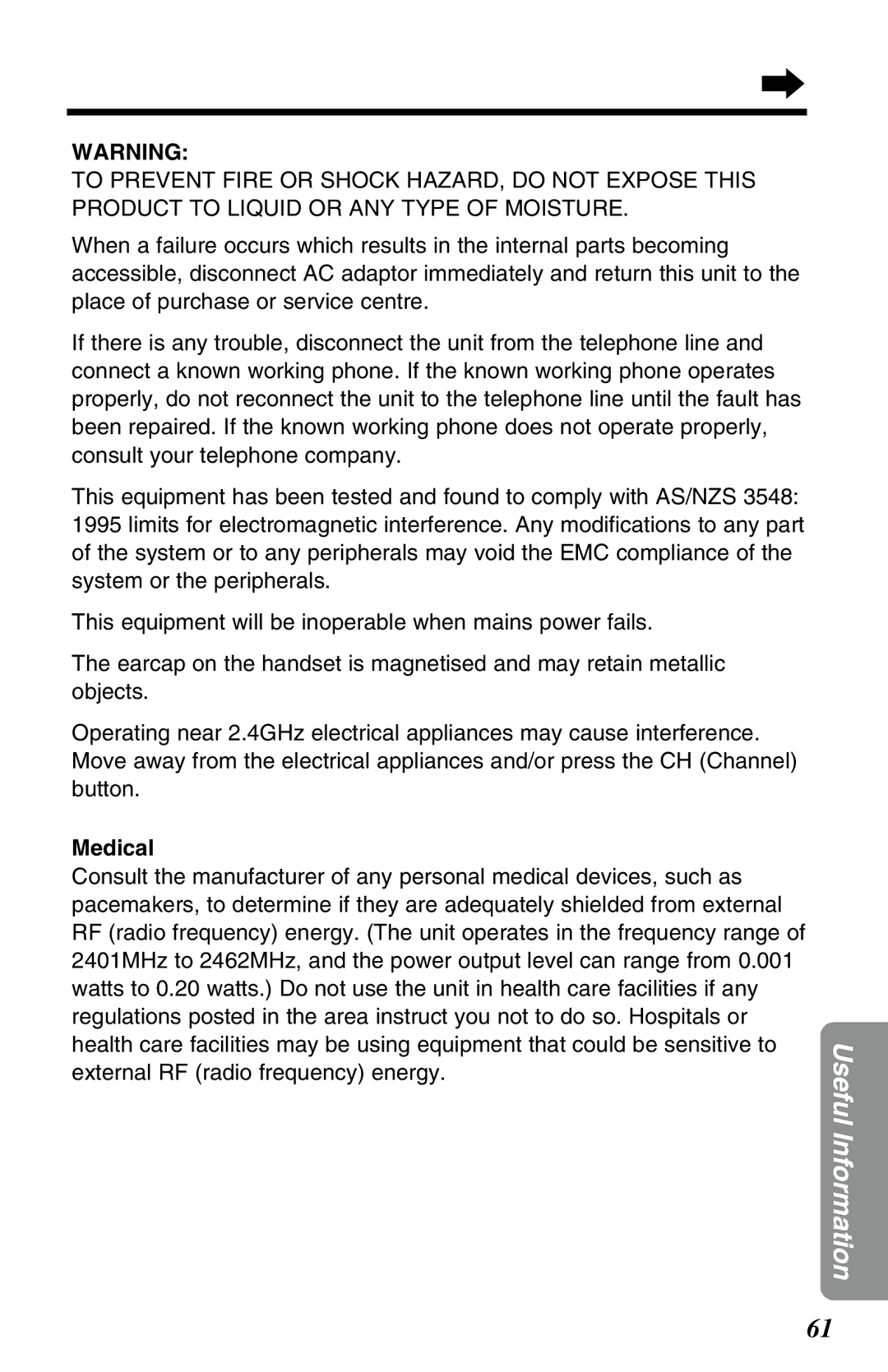 Panasonic KX-TG2650NZN, KX-TG2650ALN operating instructions Medical 