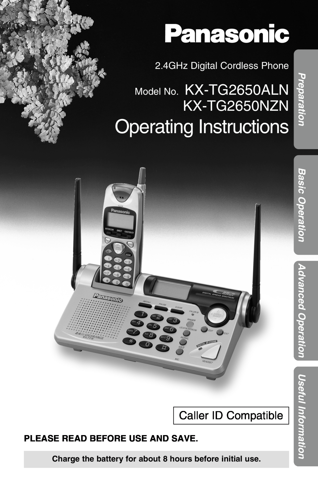 Panasonic KX-TG2650NZN operating instructions Preparation Basic Operation Advanced Operation Useful Information 