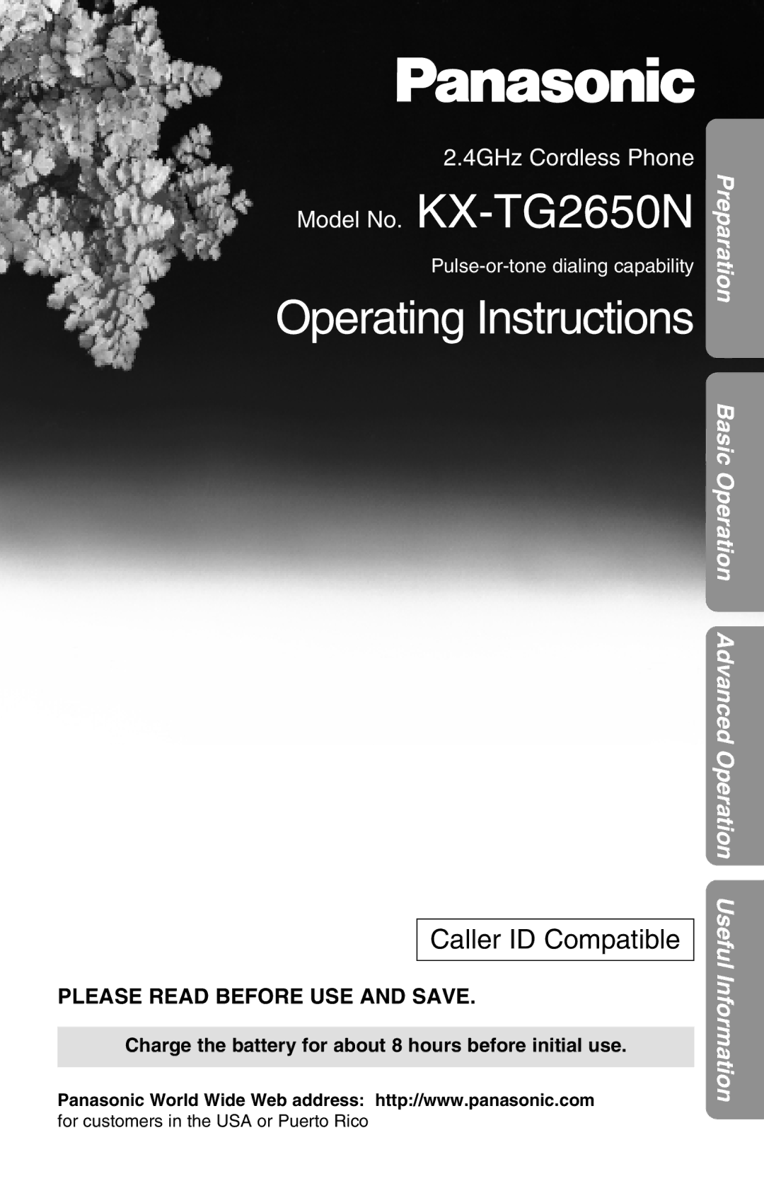Panasonic KX-TG2650N operating instructions Operating Instructions 