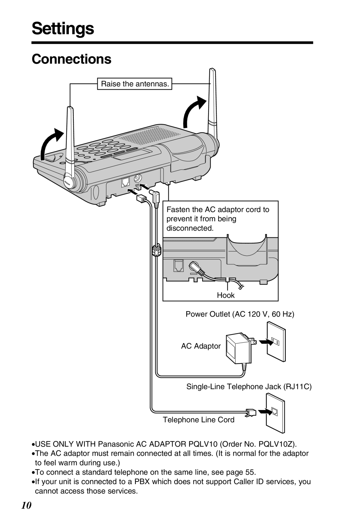 Panasonic KX-TG2650N operating instructions Settings, Connections 