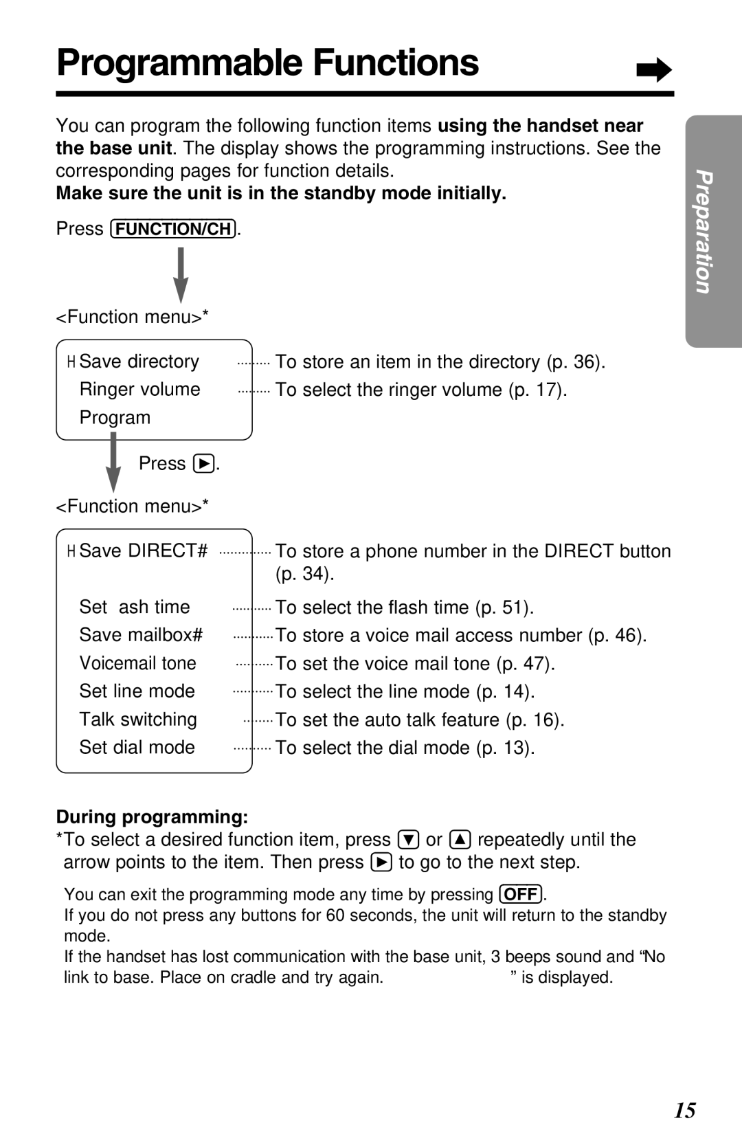 Panasonic KX-TG2650N operating instructions Programmable Functions, During programming 