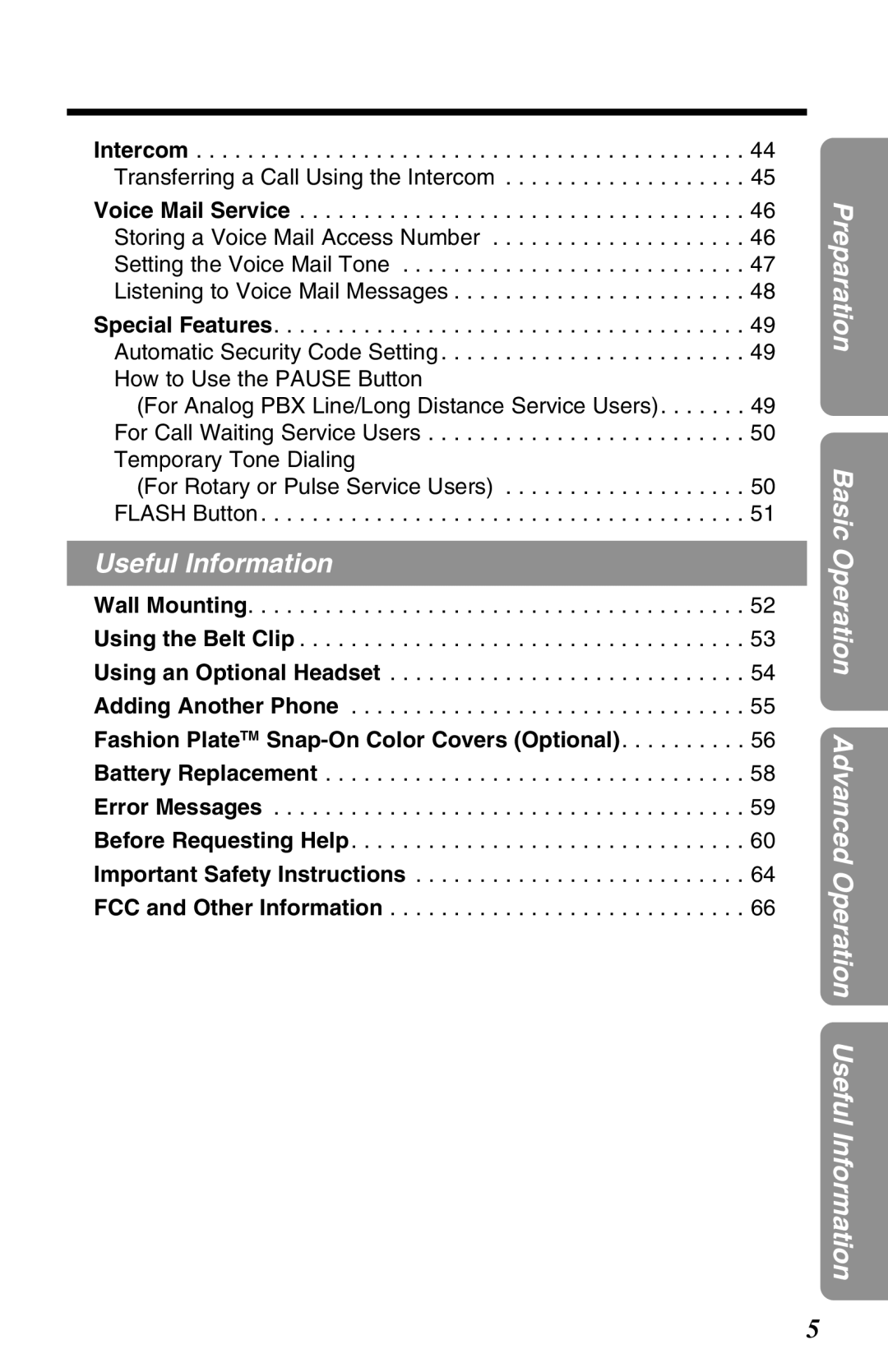 Panasonic KX-TG2650N operating instructions Useful Information, Fashion PlateTM Snap-On Color Covers Optional 