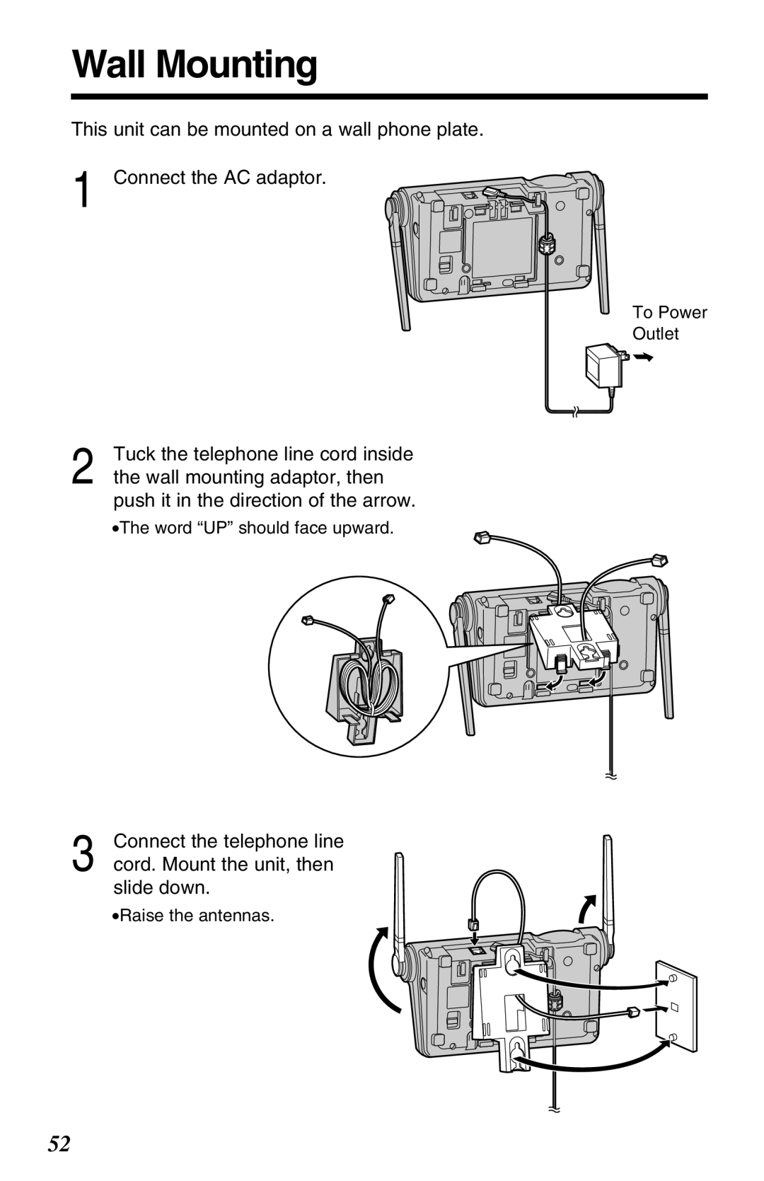 Panasonic KX-TG2650N operating instructions Wall Mounting 