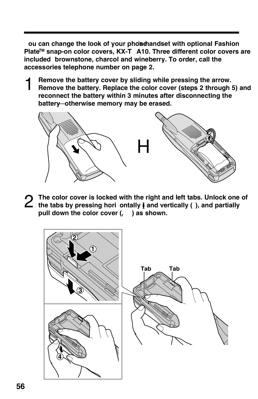 Panasonic KX-TG2650N operating instructions Fashion PlateTM Snap-On Color Covers Optional 