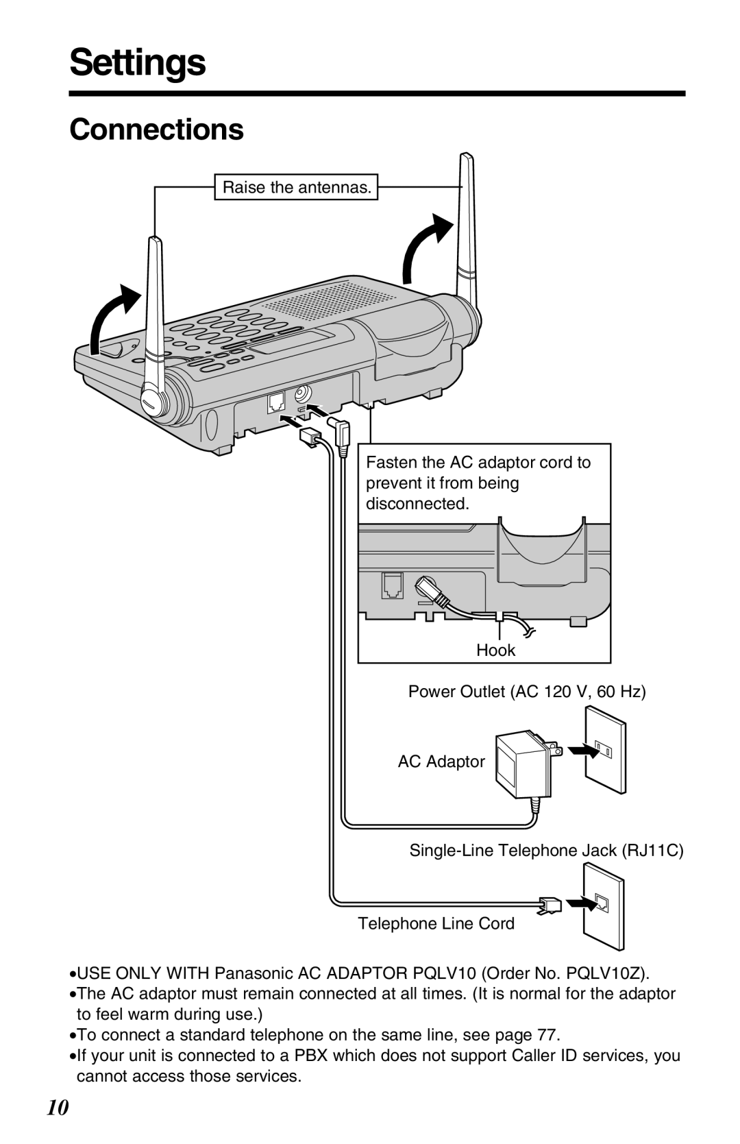 Panasonic KX-TG2670N operating instructions Settings, Connections 