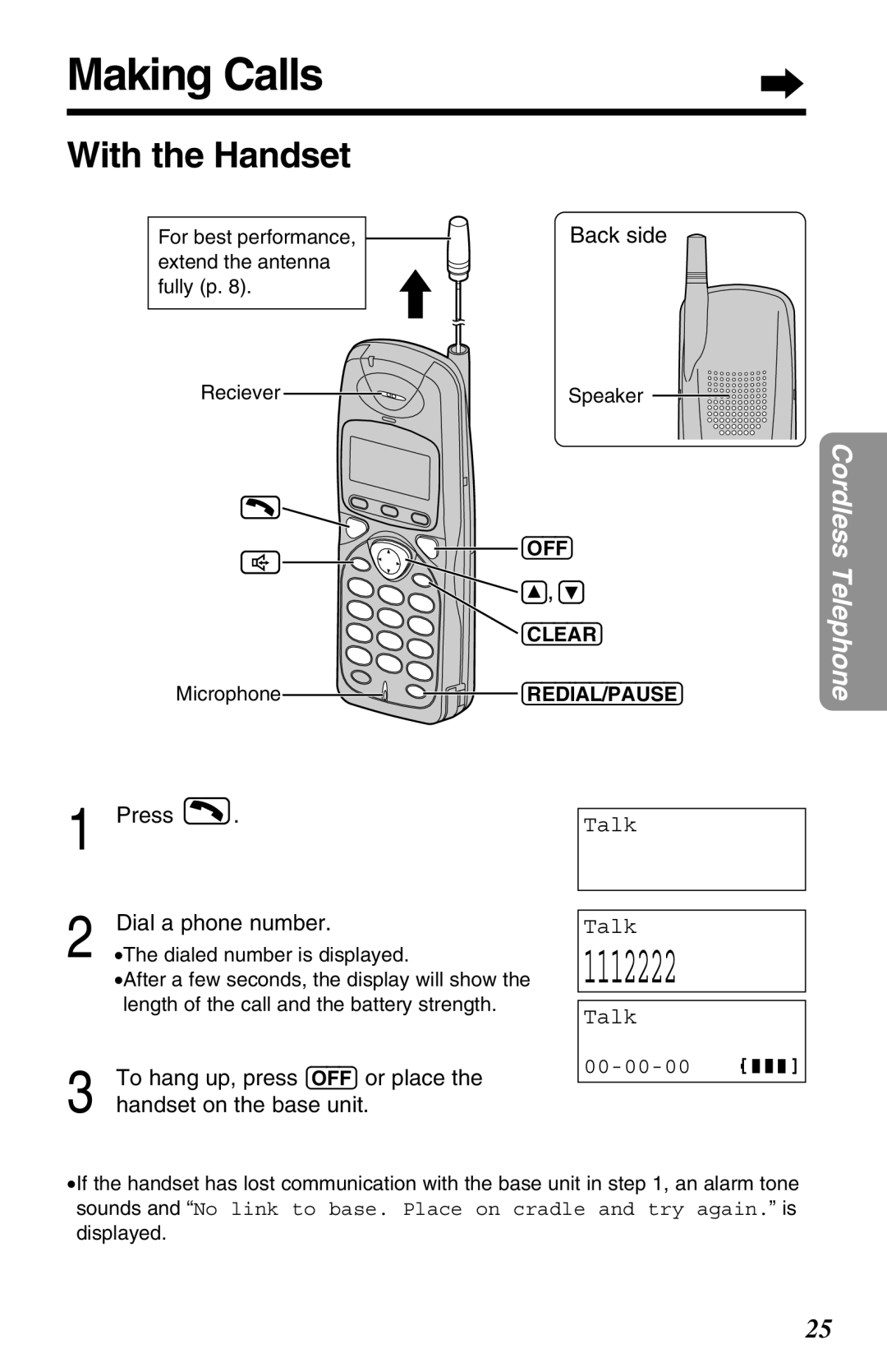 Panasonic KX-TG2670N operating instructions Making Calls, With the Handset 