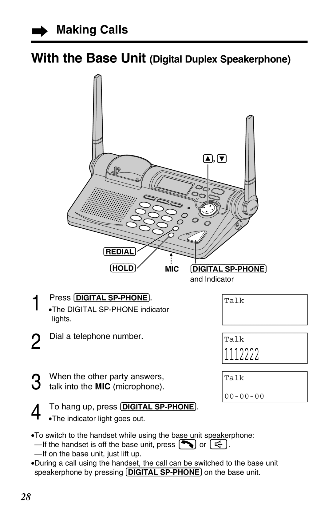 Panasonic KX-TG2670N operating instructions With the Base Unit Digital Duplex Speakerphone 