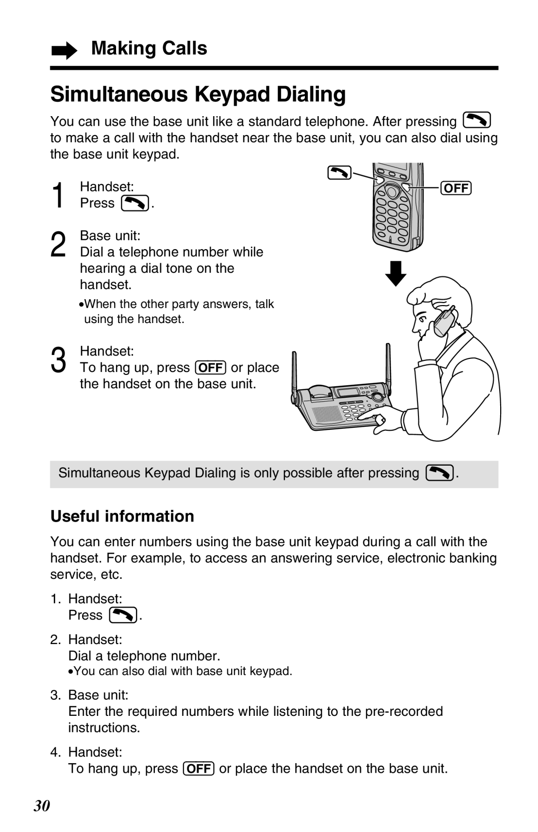 Panasonic KX-TG2670N operating instructions Simultaneous Keypad Dialing, Useful information 