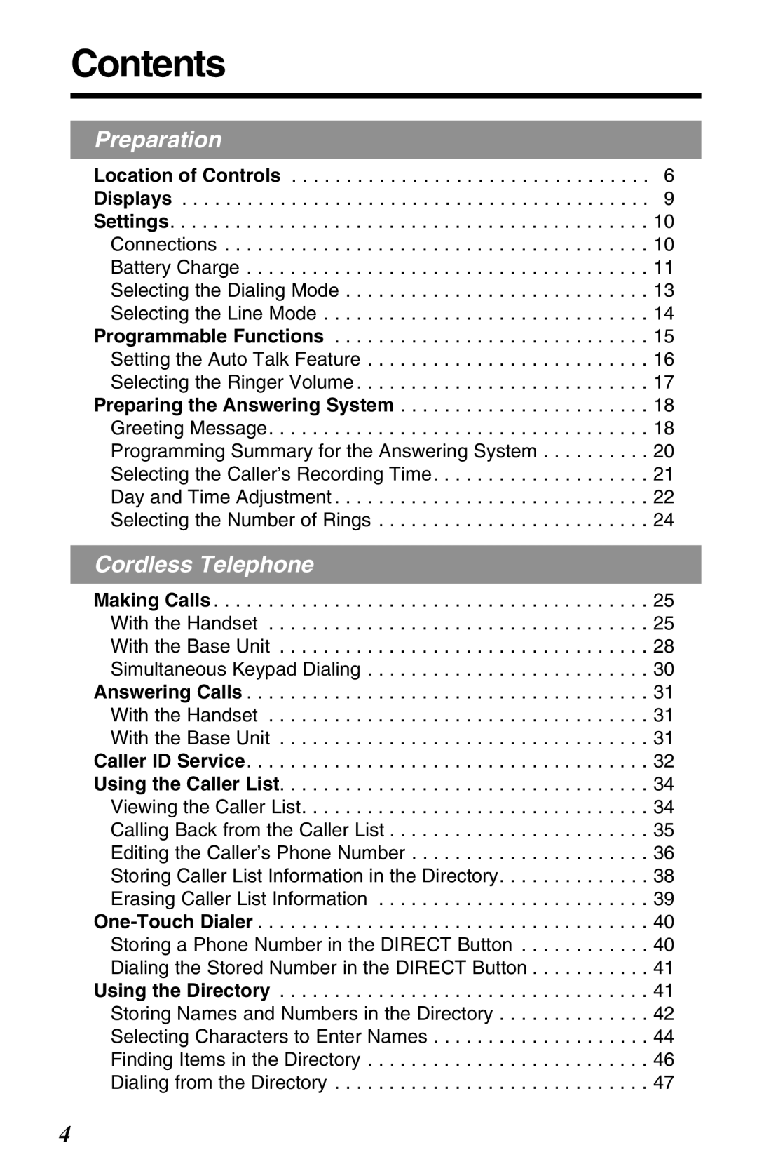 Panasonic KX-TG2670N operating instructions Contents 