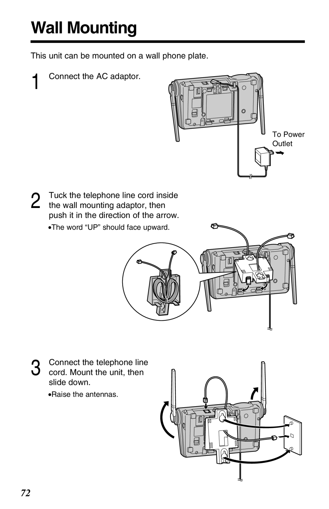 Panasonic KX-TG2670N operating instructions Wall Mounting 