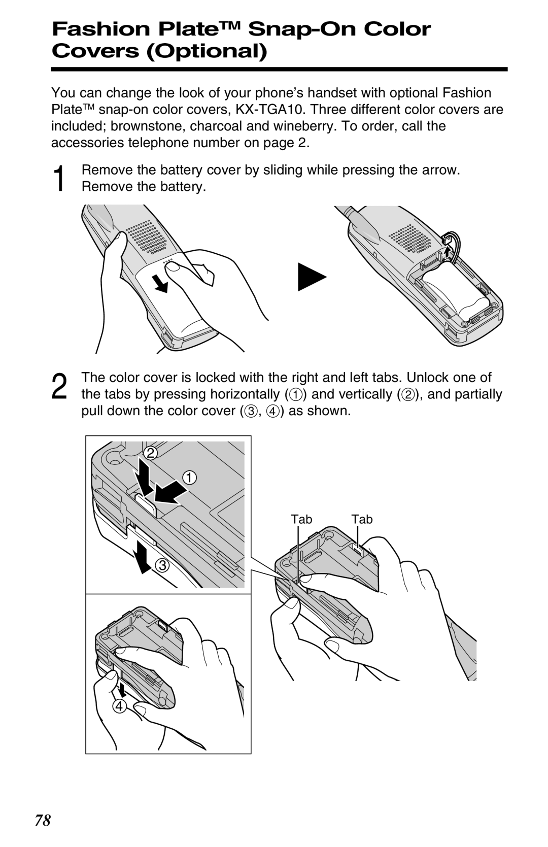 Panasonic KX-TG2670N operating instructions Fashion PlateTM Snap-On Color Covers Optional 